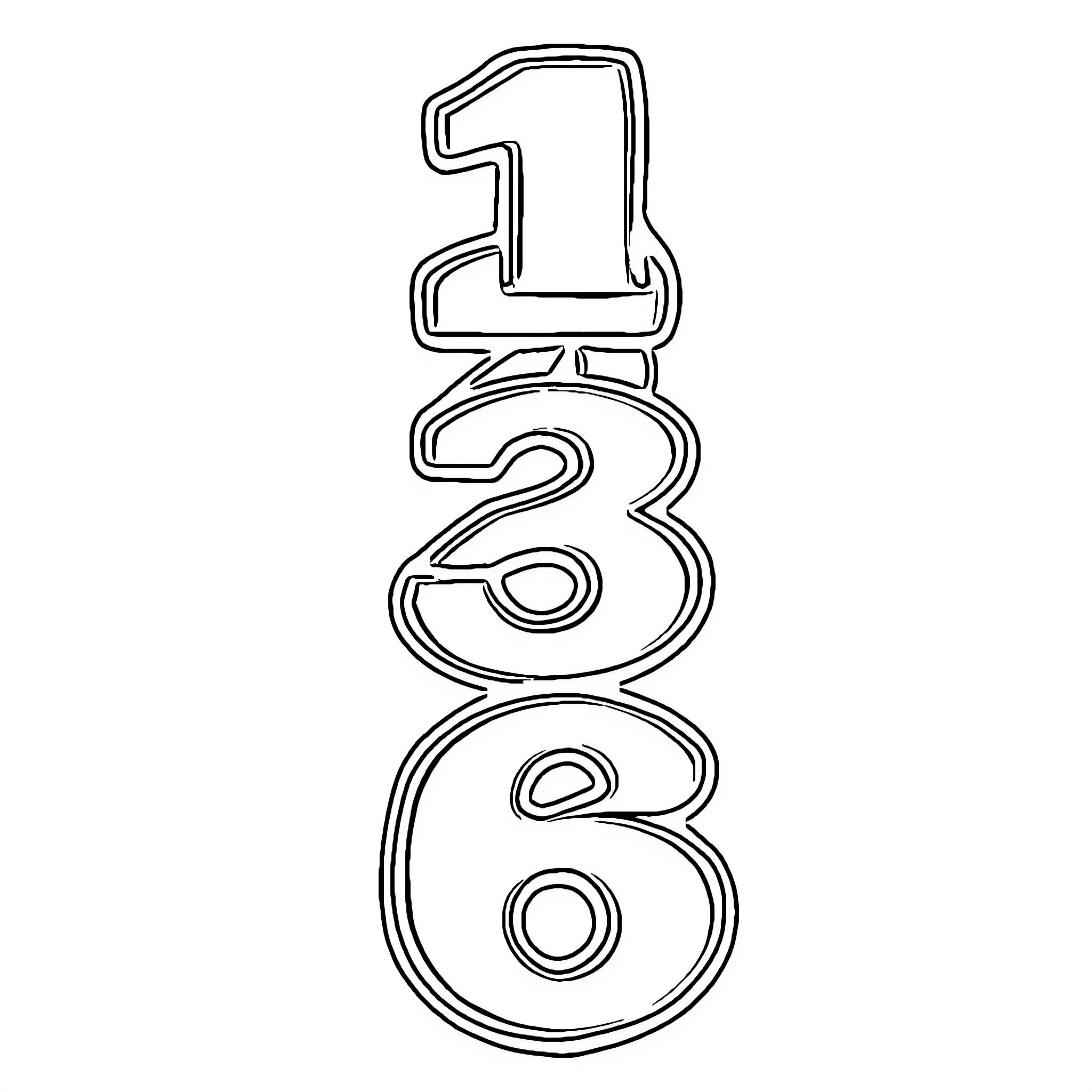 Number Sequence Outline Coloring Page (free black-and-white line drawing printable PDF for all, from beginners to advanced learners, including children, teens, adults, and seniors)