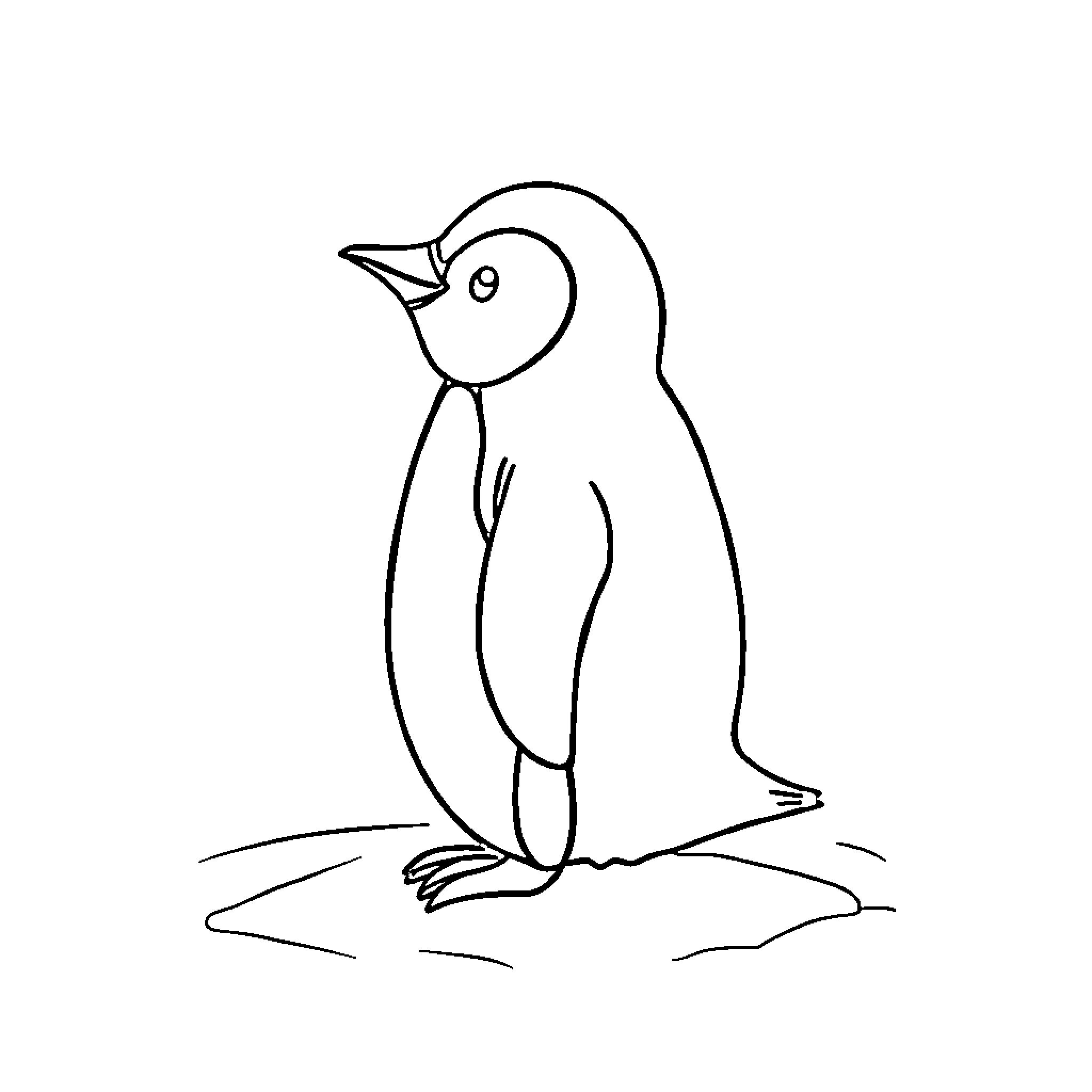 Penguin in simple line drawing Coloring Page (free black-and-white line drawing printable PDF for all, from beginners to advanced learners, including children, teens, adults, and seniors)