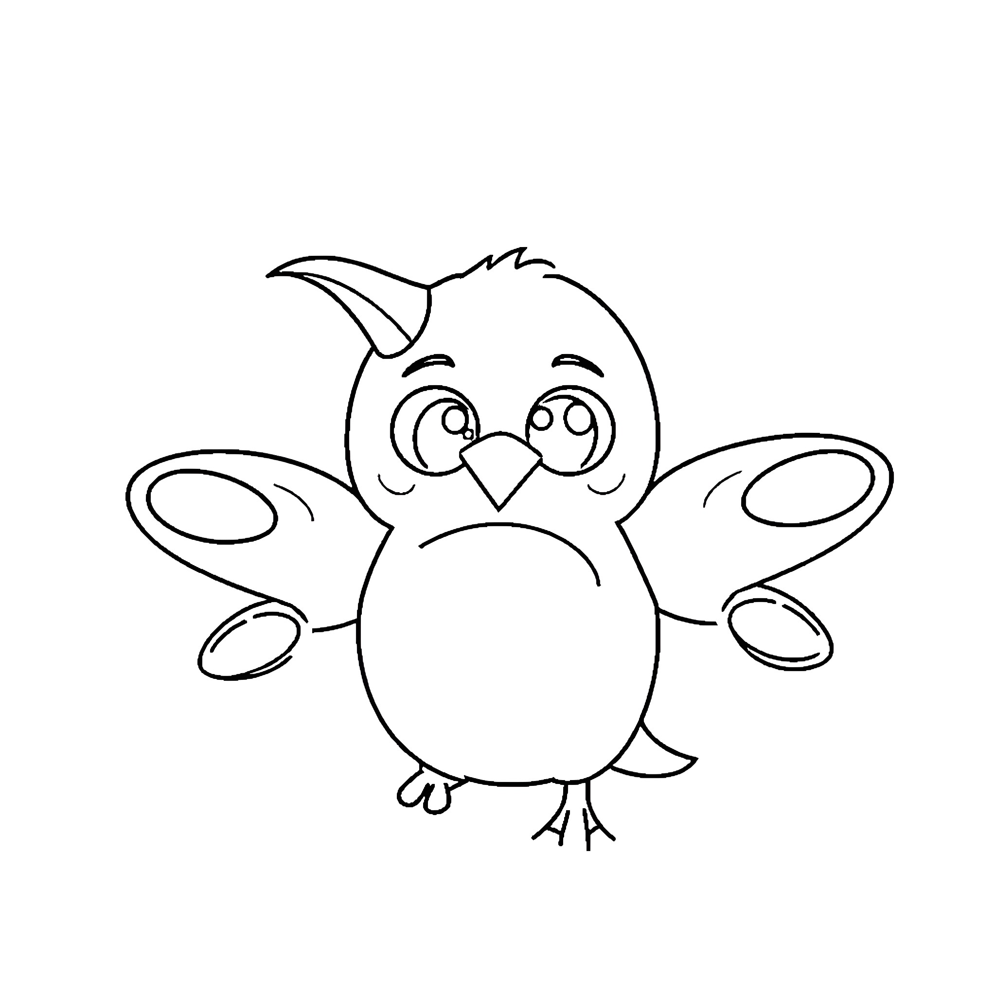 Blue Footed Booby having fun with flapping wings Coloring Page (free black-and-white line drawing printable PDF for all, from beginners to advanced learners, including children, teens, adults, and seniors)