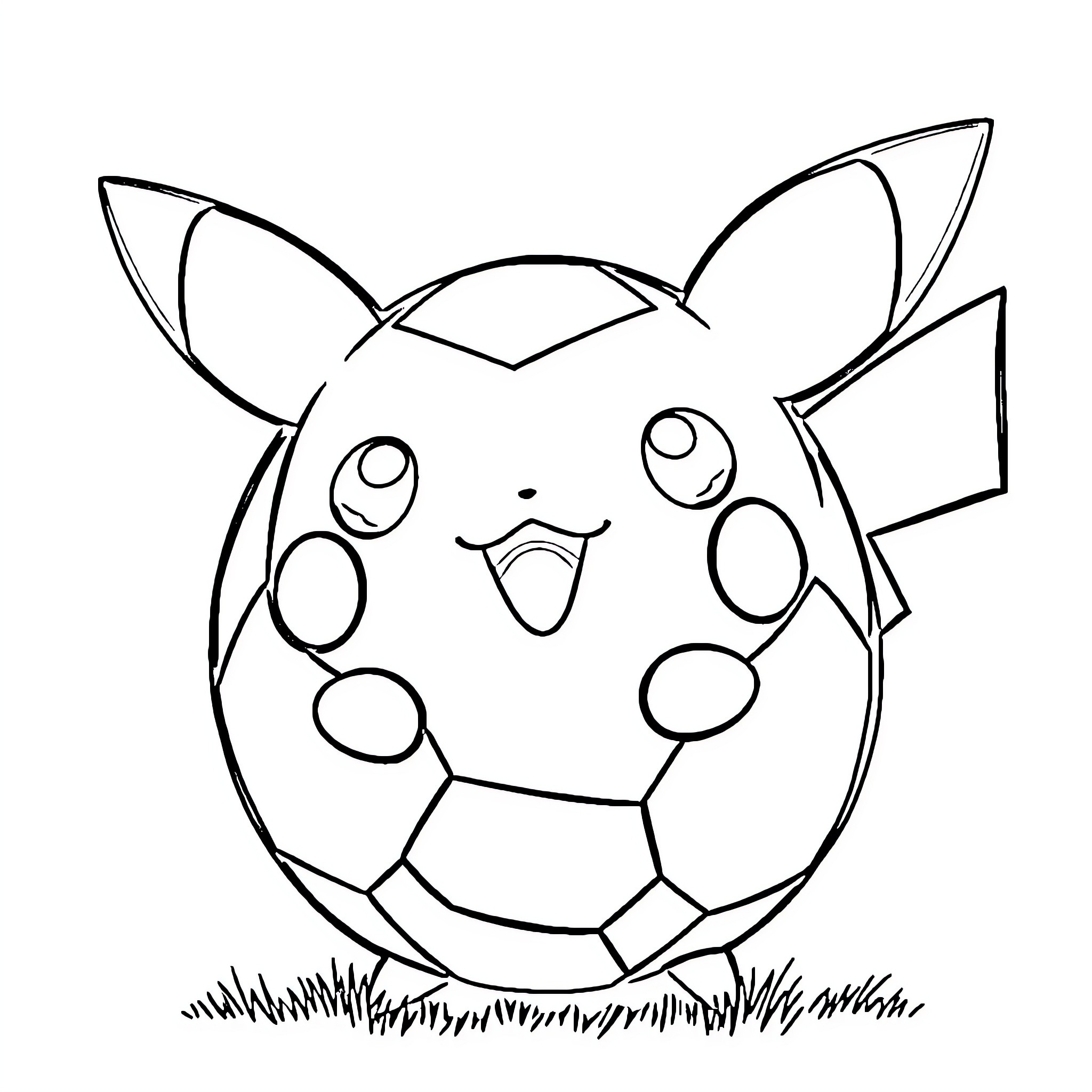 Pikachu in a playful, expressive pose Coloring Page (free black-and-white line drawing printable PDF for all, from beginners to advanced learners, including children, teens, adults, and seniors)