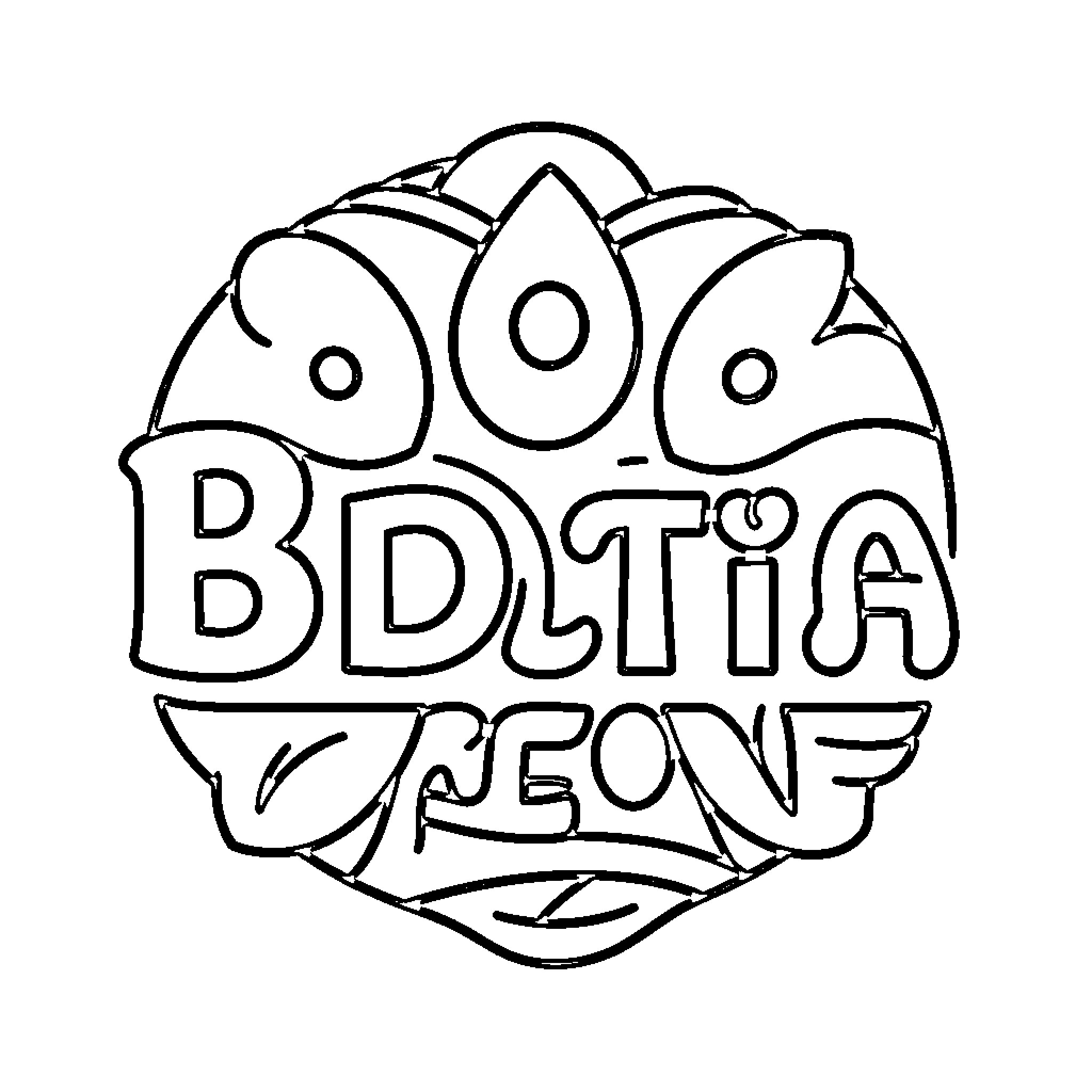 Logo featuring stylized artistic typography and patterns Coloring Page (free black-and-white line drawing printable PDF for all, from beginners to advanced learners, including children, teens, adults, and seniors)