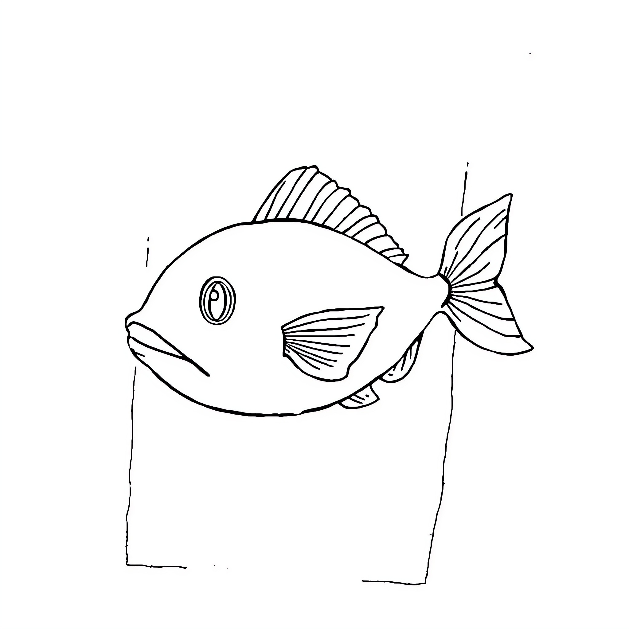 Feeble Fish Swimming Calmly Coloring Page (free black-and-white line drawing printable PDF for all, from beginners to advanced learners, including children, teens, adults, and seniors)