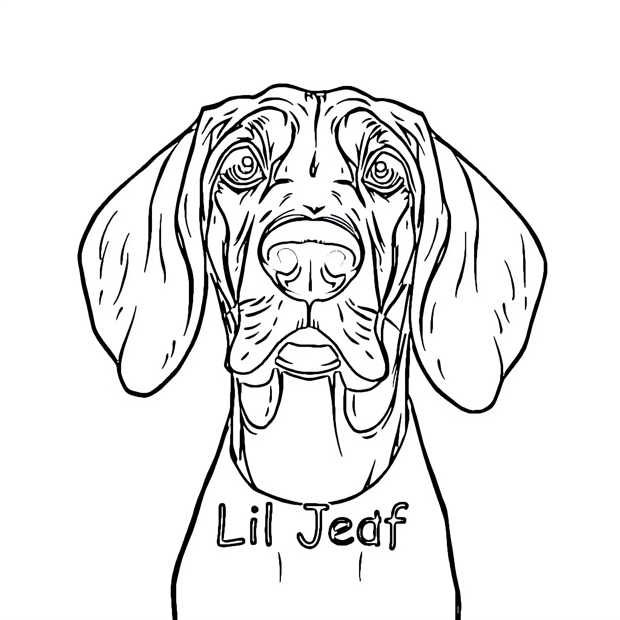 Bloodhound Dog with Playful Expression Coloring Page (free black-and-white line drawing printable PDF for all, from beginners to advanced learners, including children, teens, adults, and seniors)
