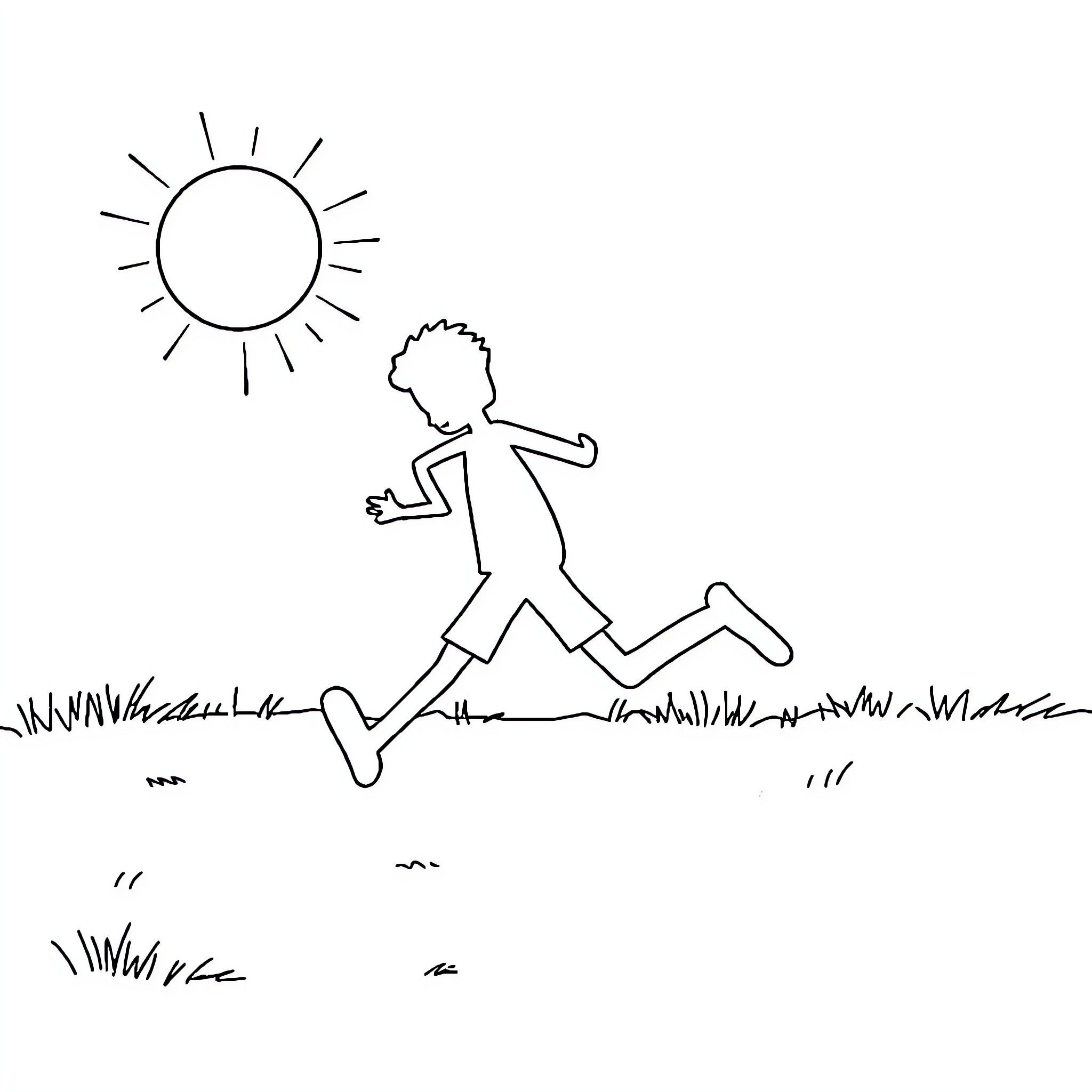 Shadow of a person walking in the park Coloring Page (free black-and-white line drawing printable PDF for all, from beginners to advanced learners, including children, teens, adults, and seniors)