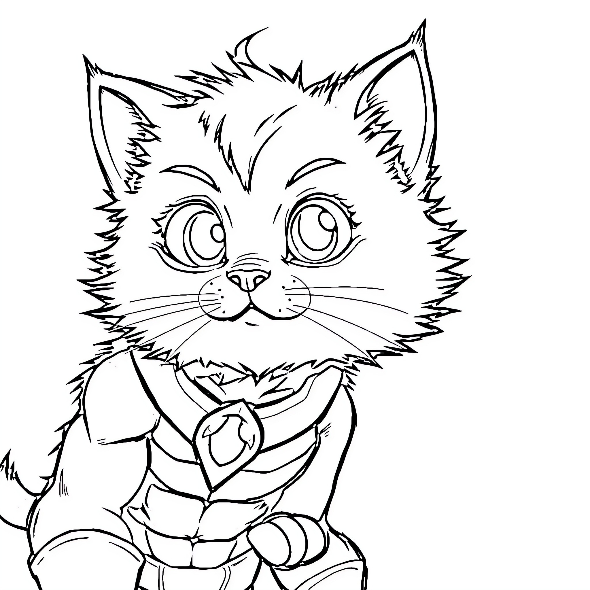 Beast Boy as an Adorable Cartoon Cat Coloring Page (free black-and-white line drawing printable PDF for all, from beginners to advanced learners, including children, teens, adults, and seniors)