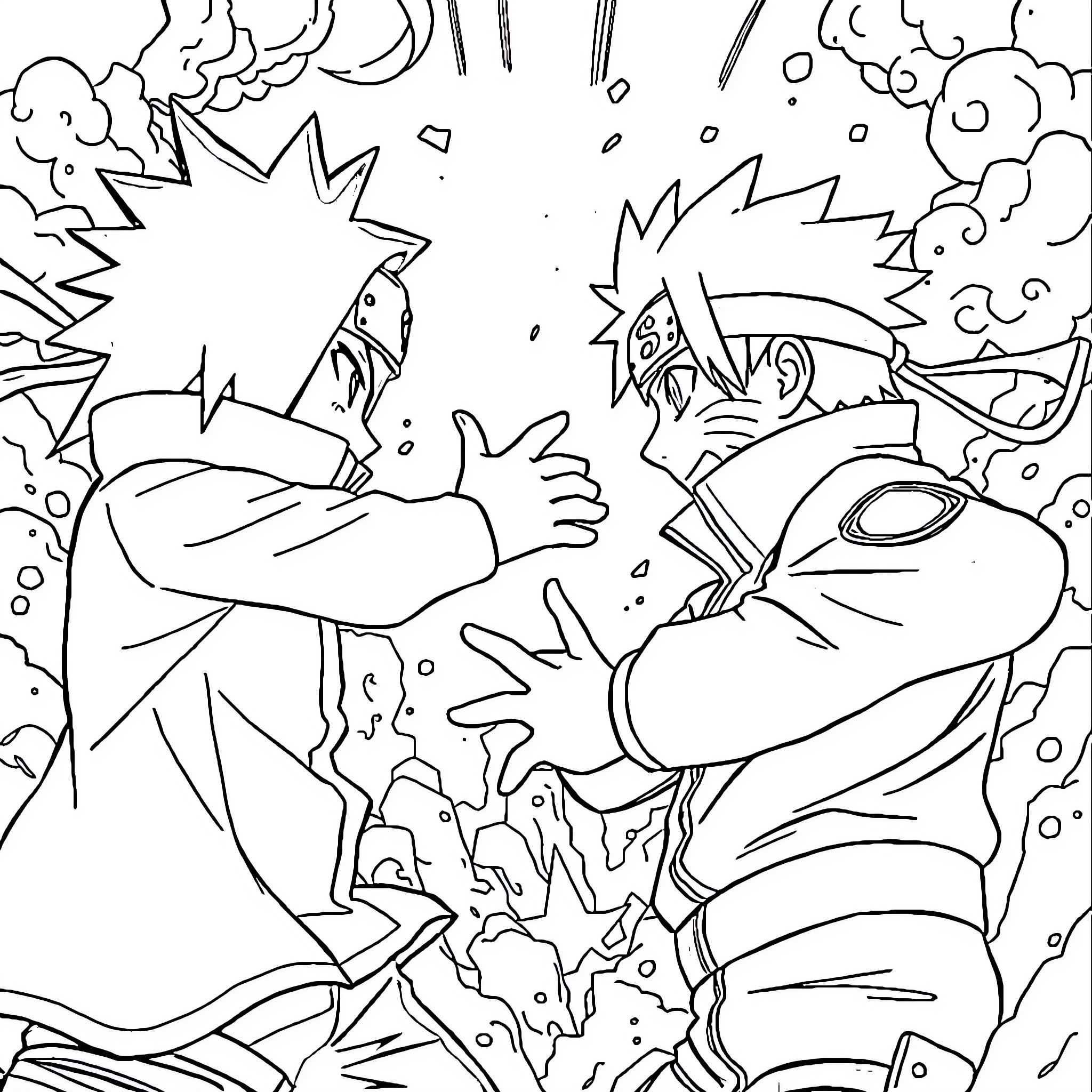 Boboiboy Engaged in Intense Superhero Action Coloring Page (free black-and-white line drawing printable PDF for all, from beginners to advanced learners, including children, teens, adults, and seniors)