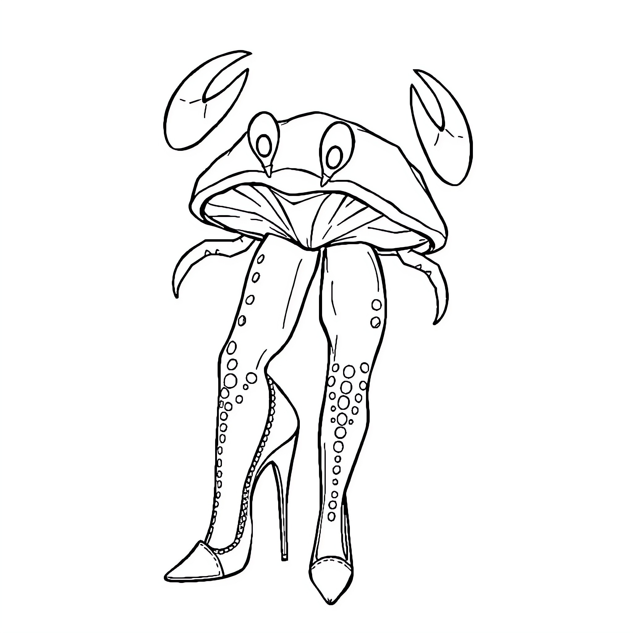 Clam striking a stylish pose Coloring Page (free black-and-white line drawing printable PDF for all, from beginners to advanced learners, including children, teens, adults, and seniors)