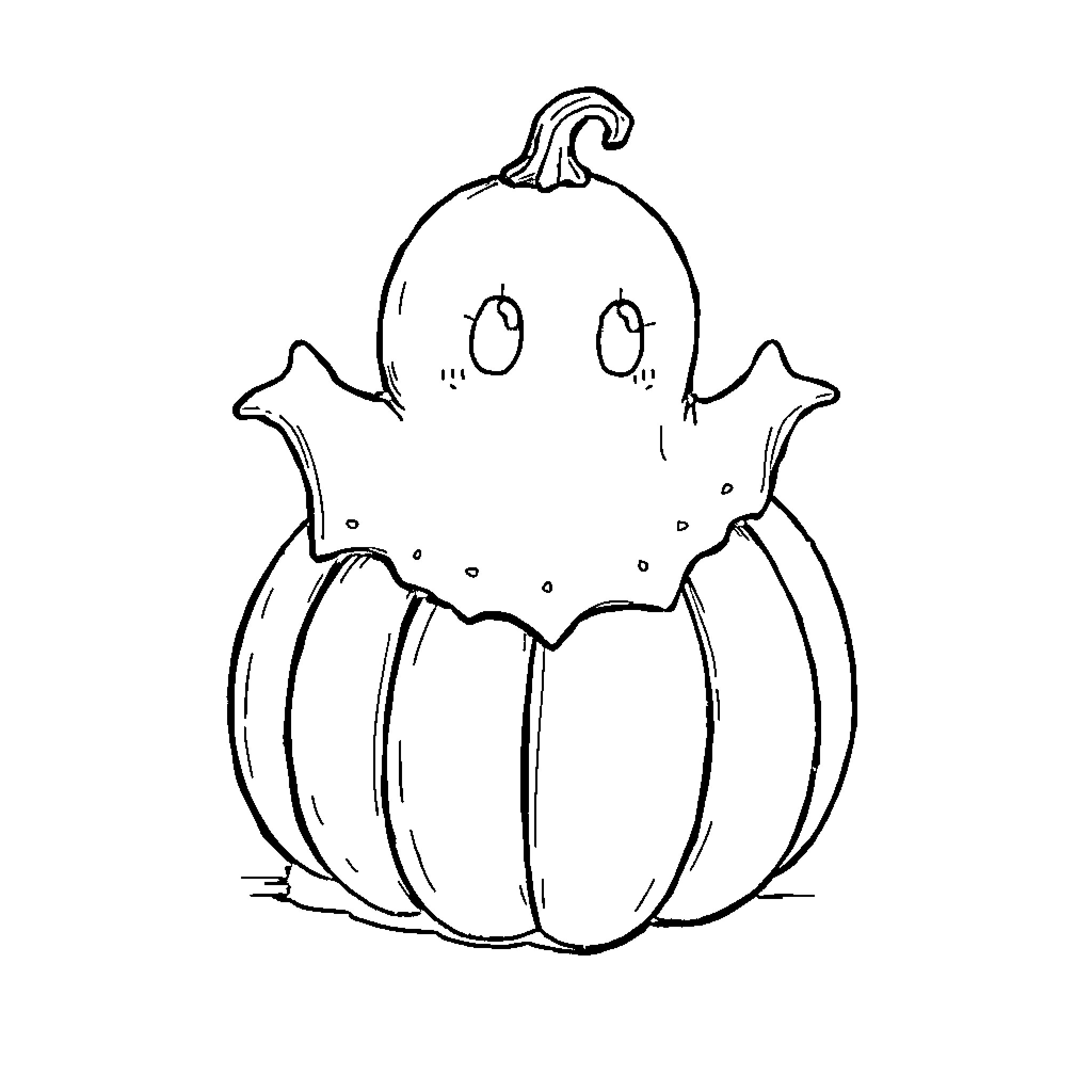Stitch of a curious pumpkin Coloring Page (free black-and-white line drawing printable PDF for all, from beginners to advanced learners, including children, teens, adults, and seniors)