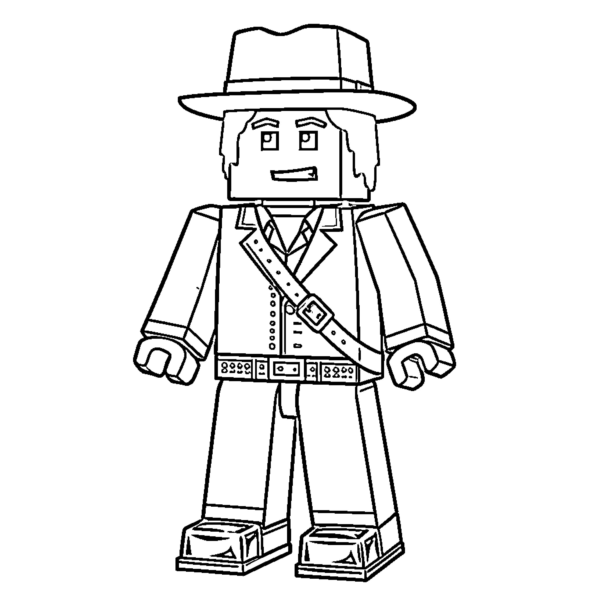 Michael Jackson as action figure in distinctive attire Coloring Page (free black-and-white line drawing printable PDF for all, from beginners to advanced learners, including children, teens, adults, and seniors)