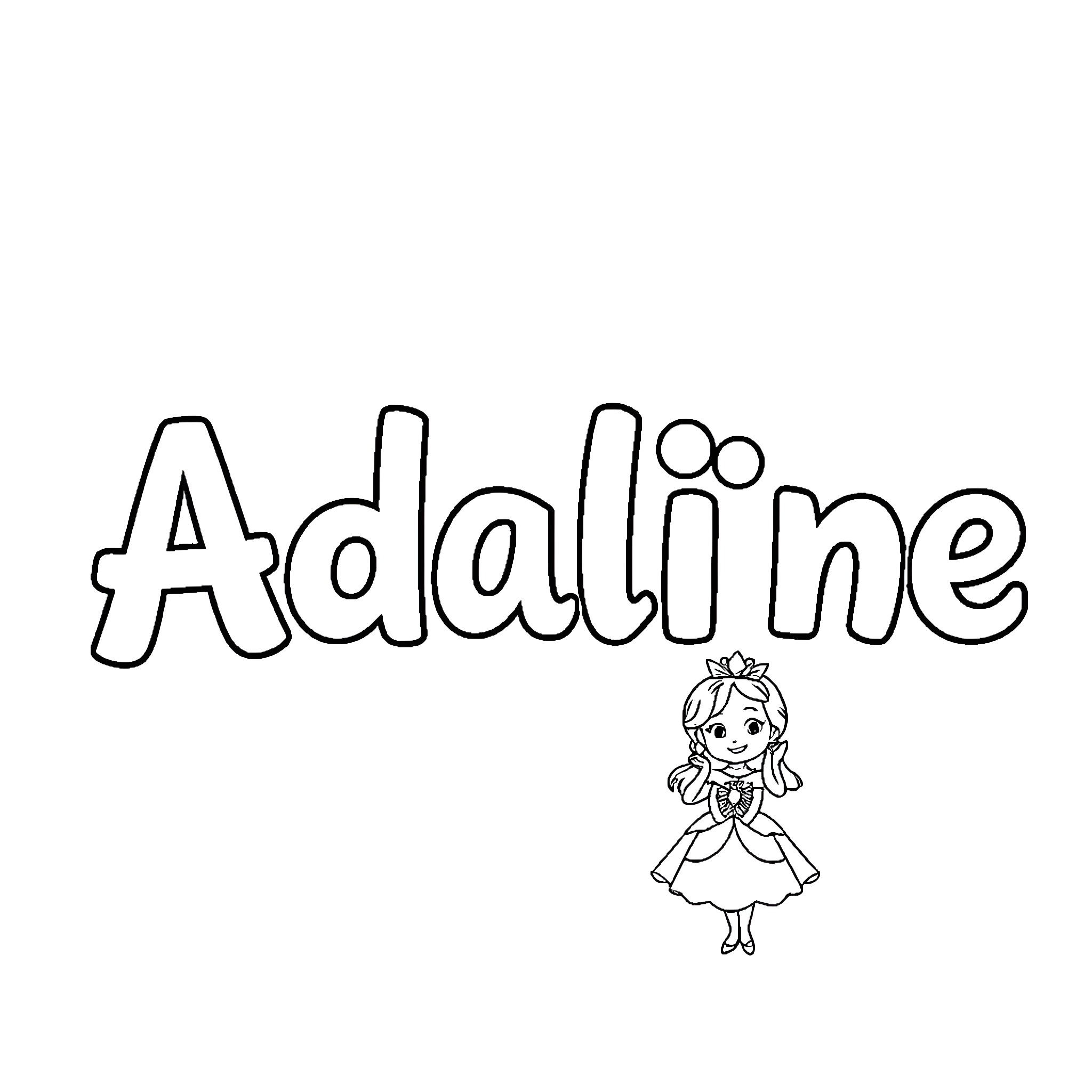Adaline's simple sketch of a young girl Coloring Page (free black-and-white line drawing printable PDF for all, from beginners to advanced learners, including children, teens, adults, and seniors)