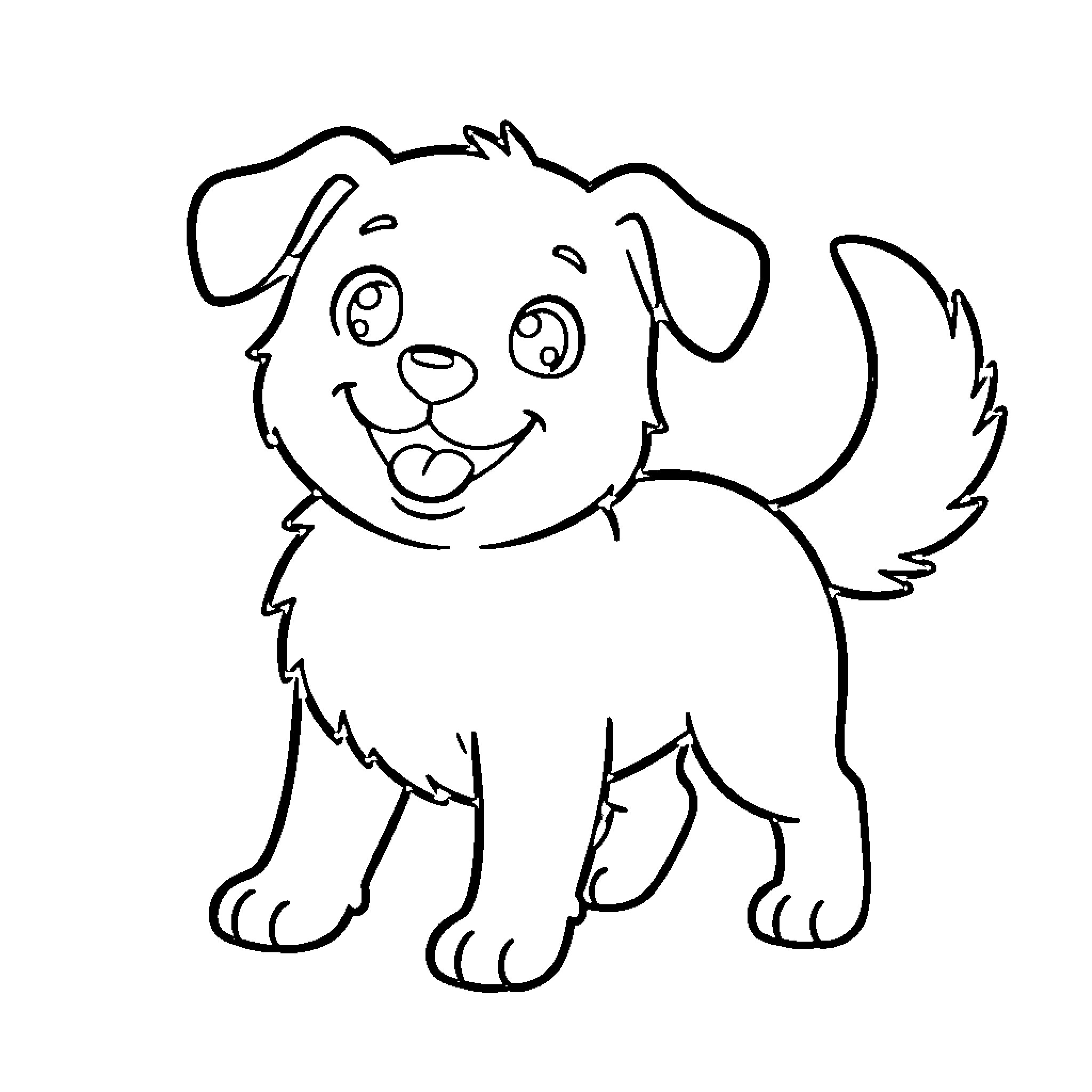 Labubu the Playful Puppy Coloring Page (free black-and-white line drawing printable PDF for all, from beginners to advanced learners, including children, teens, adults, and seniors)