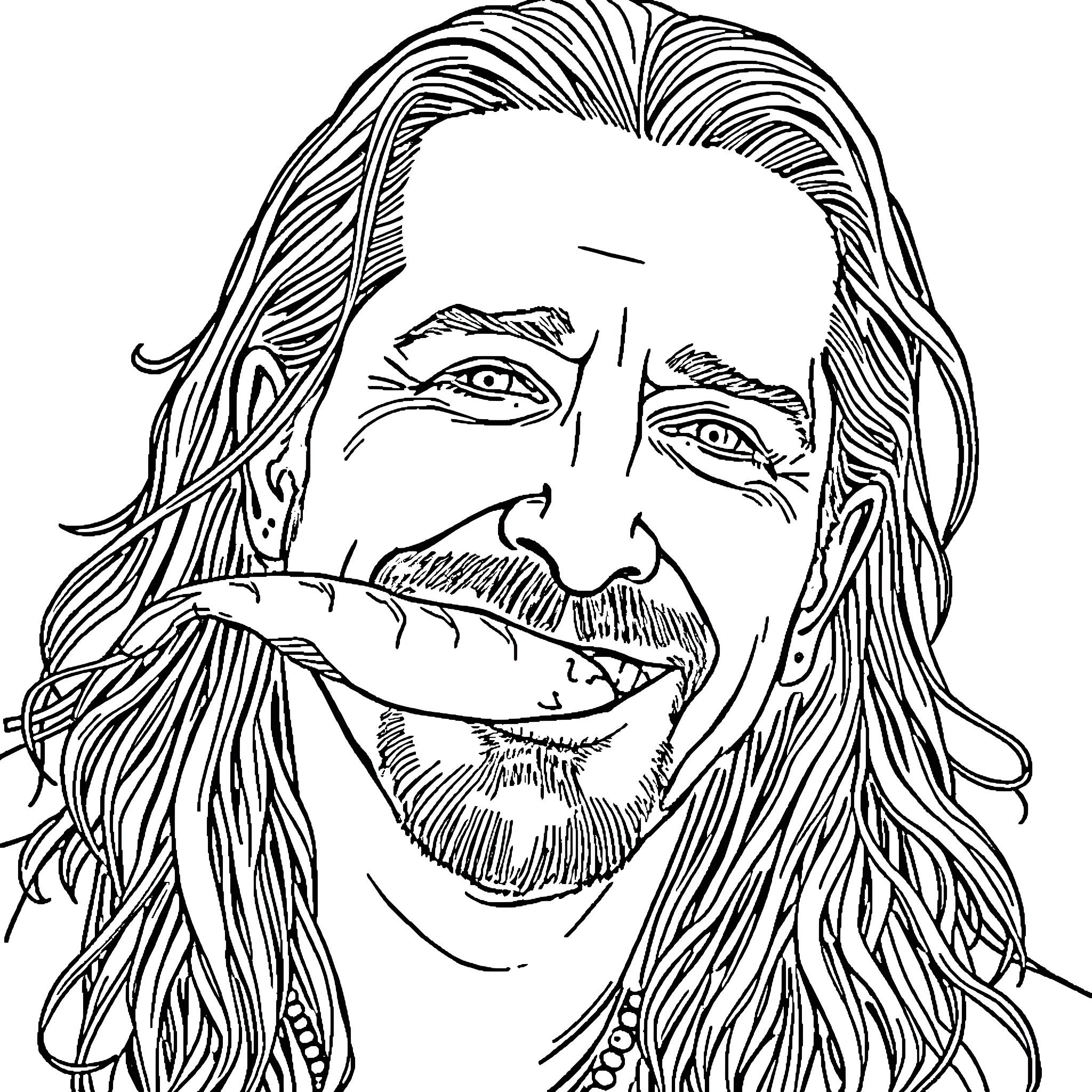 Scott Stapp in expressive black and white portrait Coloring Page (free black-and-white line drawing printable PDF for all, from beginners to advanced learners, including children, teens, adults, and seniors)