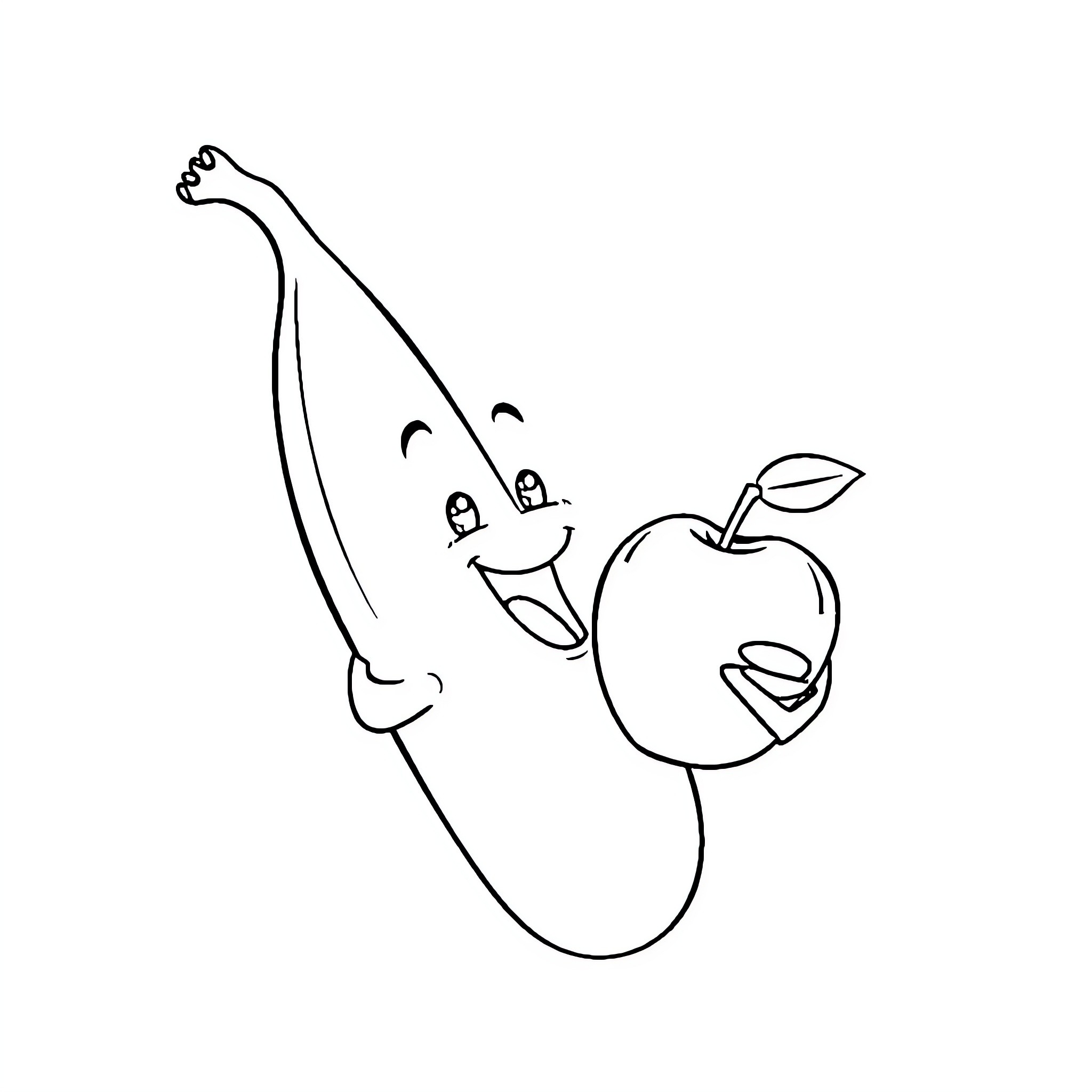 Banana friends enjoying a fun moment Coloring Page (free black-and-white line drawing printable PDF for all, from beginners to advanced learners, including children, teens, adults, and seniors)