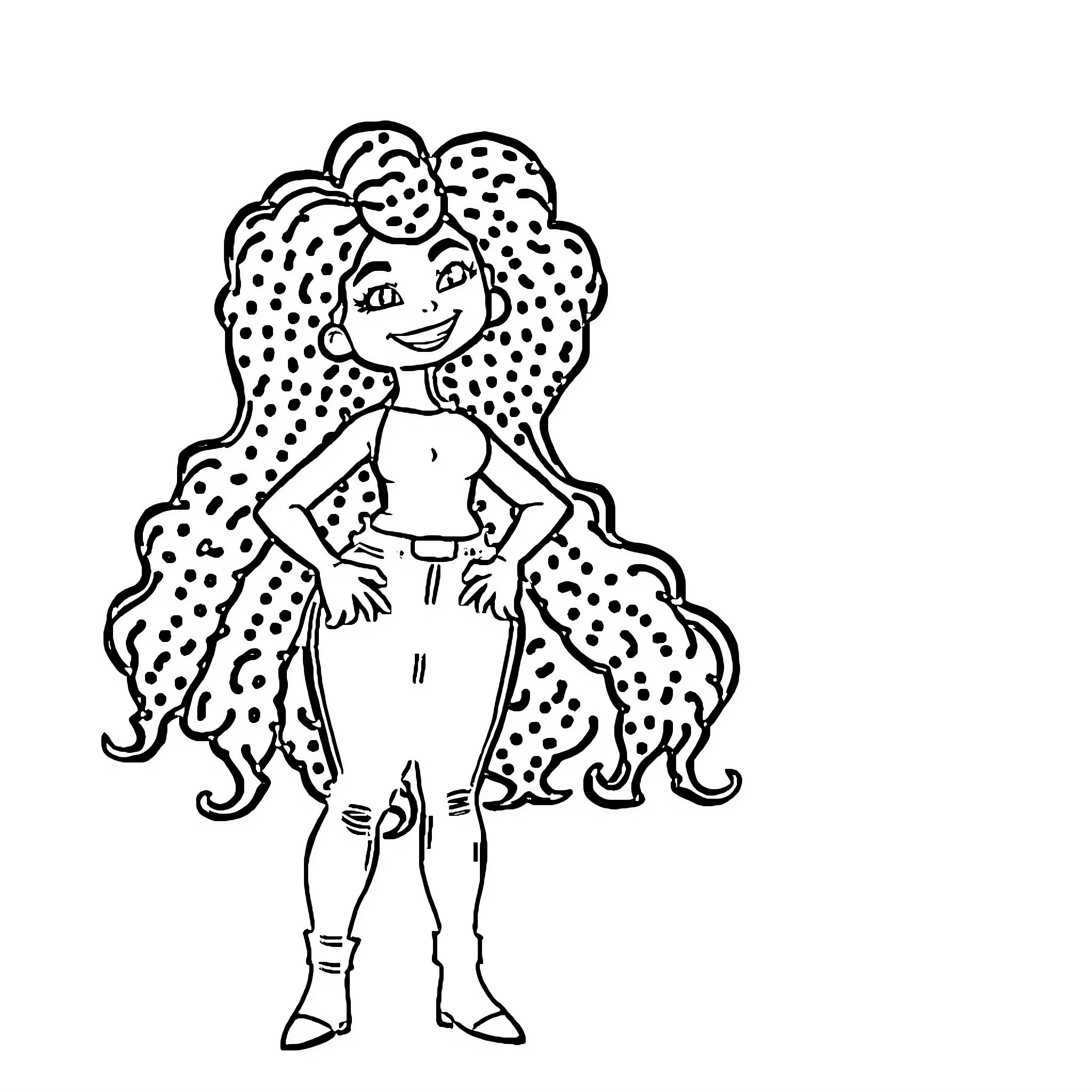 Yezi's Whimsical Adventure Coloring Page (free black-and-white line drawing printable PDF for all, from beginners to advanced learners, including children, teens, adults, and seniors)