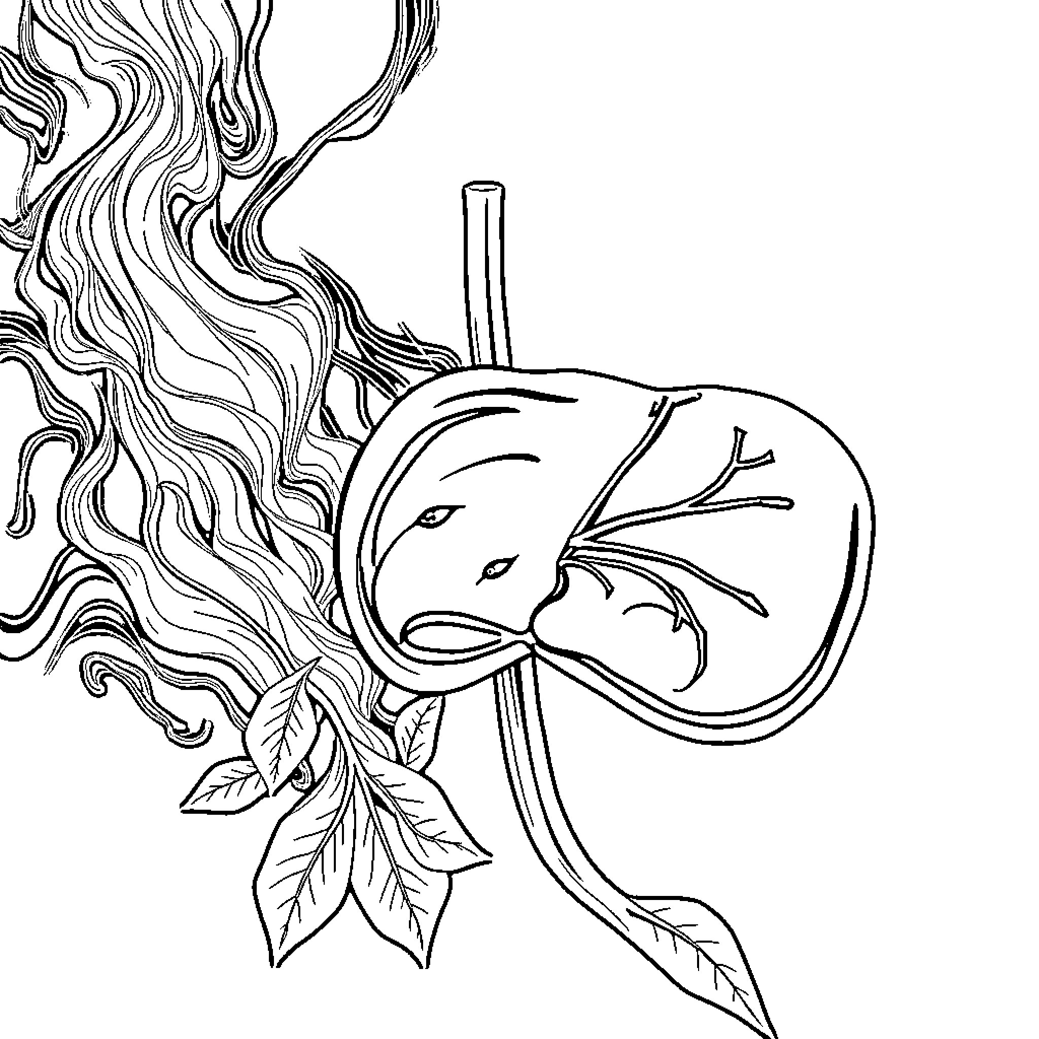 Liver organ with intricate artistic design Coloring Page (free black-and-white line drawing printable PDF for all, from beginners to advanced learners, including children, teens, adults, and seniors)