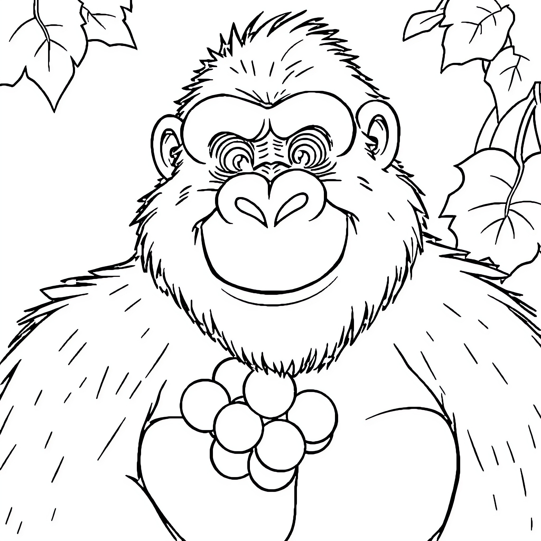 Grape Ape enjoying a floral arrangement Coloring Page (free black-and-white line drawing printable PDF for all, from beginners to advanced learners, including children, teens, adults, and seniors)