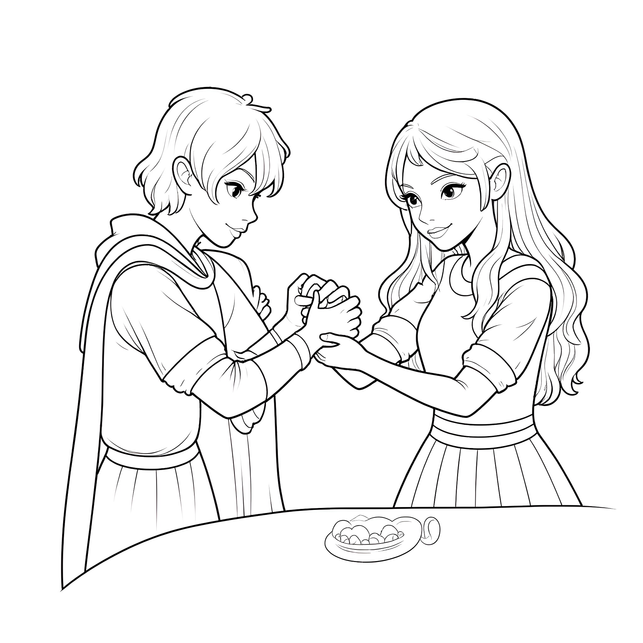 Taylor Swift sharing a tender moment with a friend Coloring Page (free black-and-white line drawing printable PDF for all, from beginners to advanced learners, including children, teens, adults, and seniors)