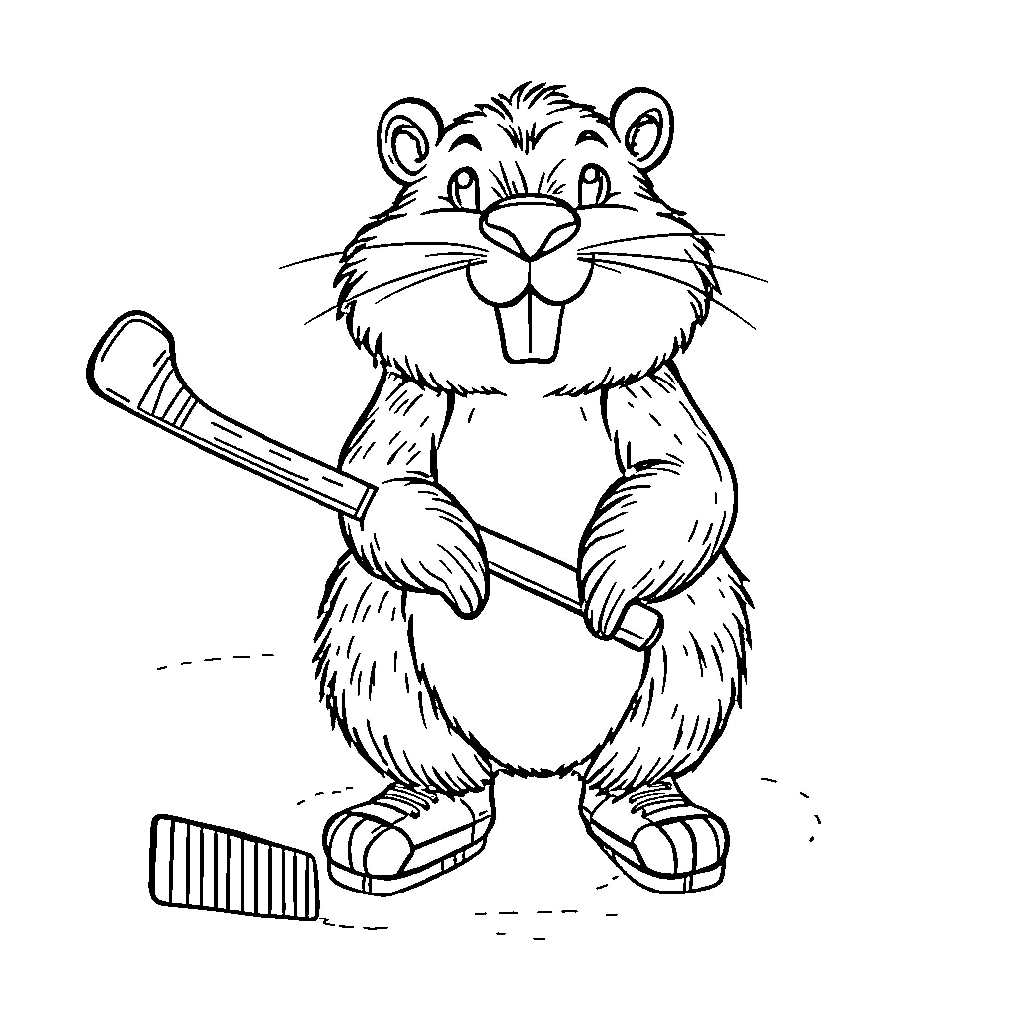 Beaver brushing its teeth with a toothbrush Coloring Page (free black-and-white line drawing printable PDF for all, from beginners to advanced learners, including children, teens, adults, and seniors)