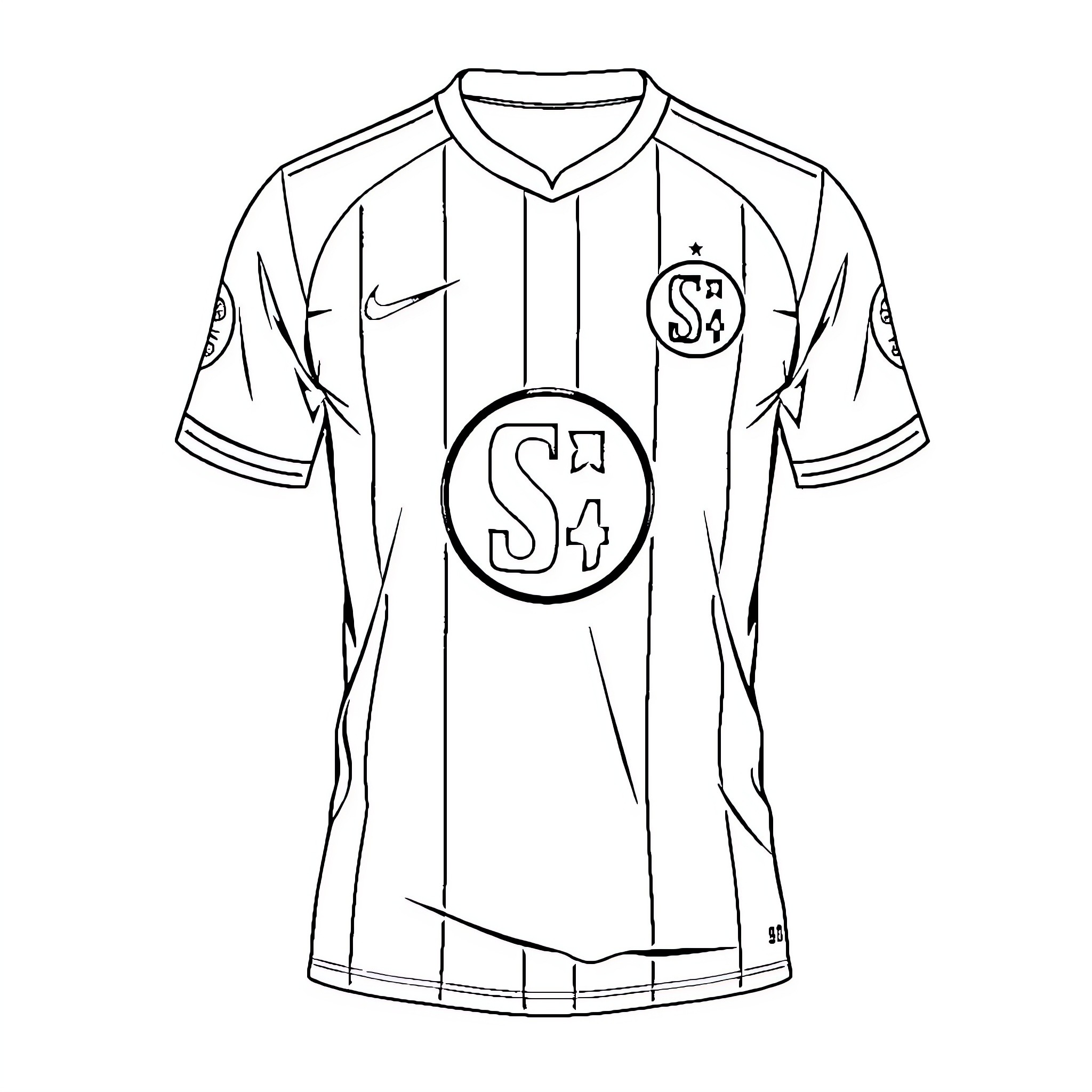 FC Schalke 04 jersey design with vertical stripes Coloring Page (free black-and-white line drawing printable PDF for all, from beginners to advanced learners, including children, teens, adults, and seniors)