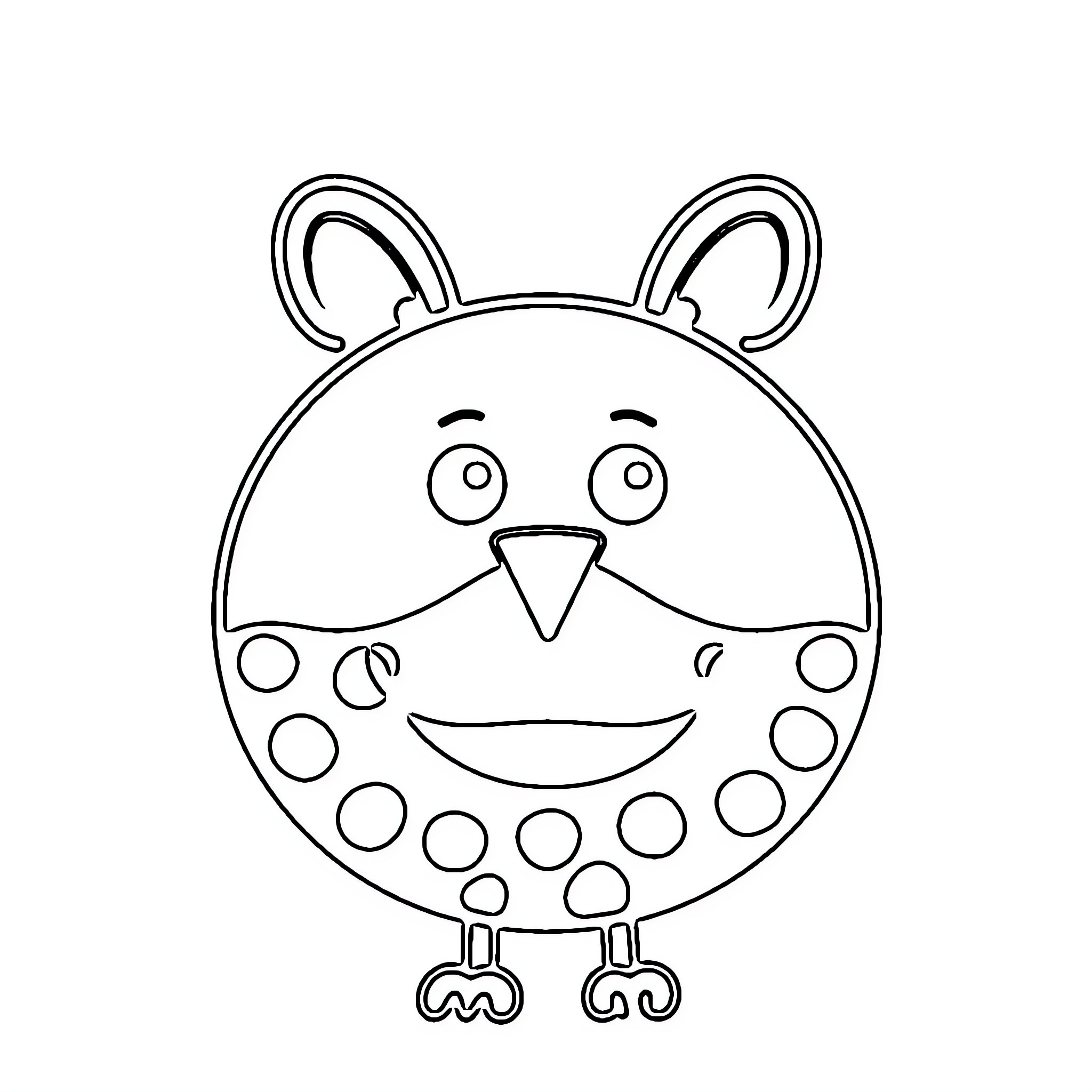Drawing of a Cute and Playful Cartoon Animal Coloring Page (free black-and-white line drawing printable PDF for all, from beginners to advanced learners, including children, teens, adults, and seniors)