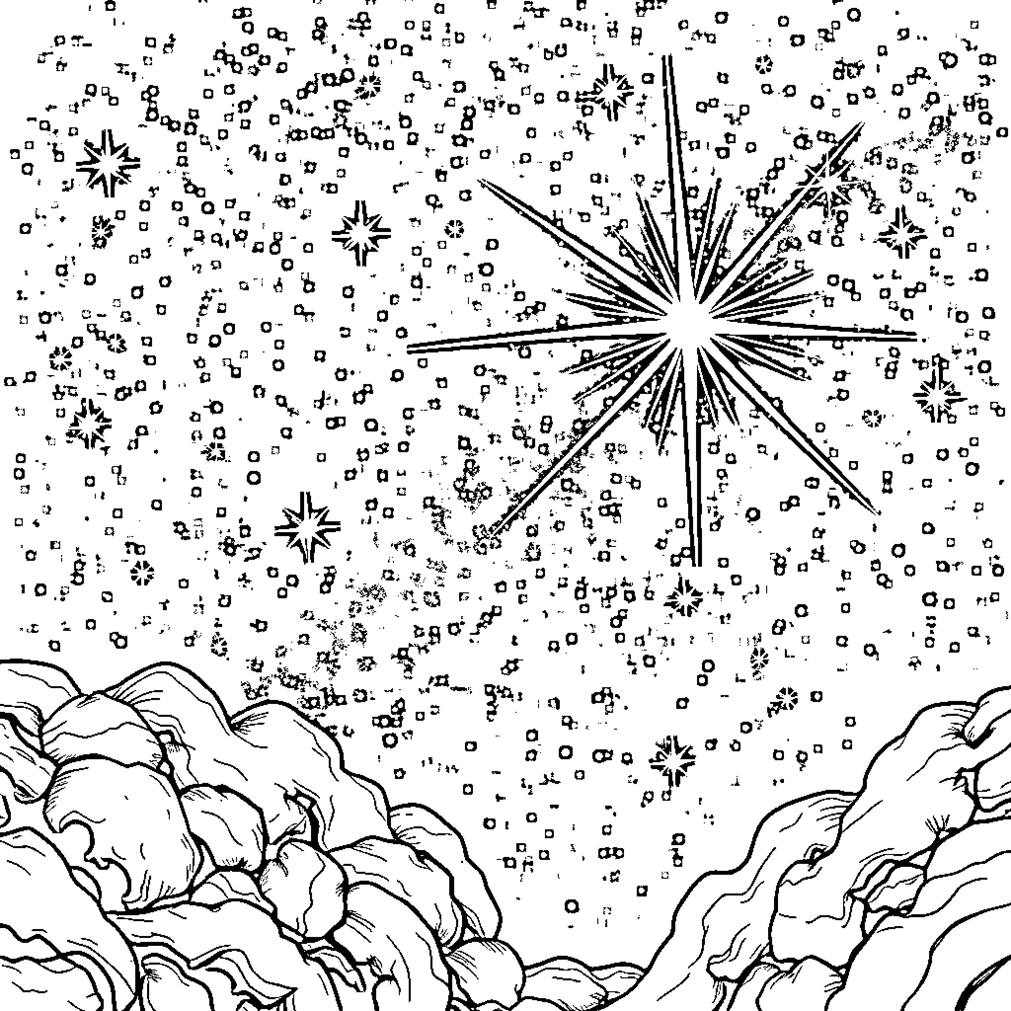 Constellation of Twinkling Stars in the Night Sky Coloring Page (free black-and-white line drawing printable PDF for all, from beginners to advanced learners, including children, teens, adults, and seniors)