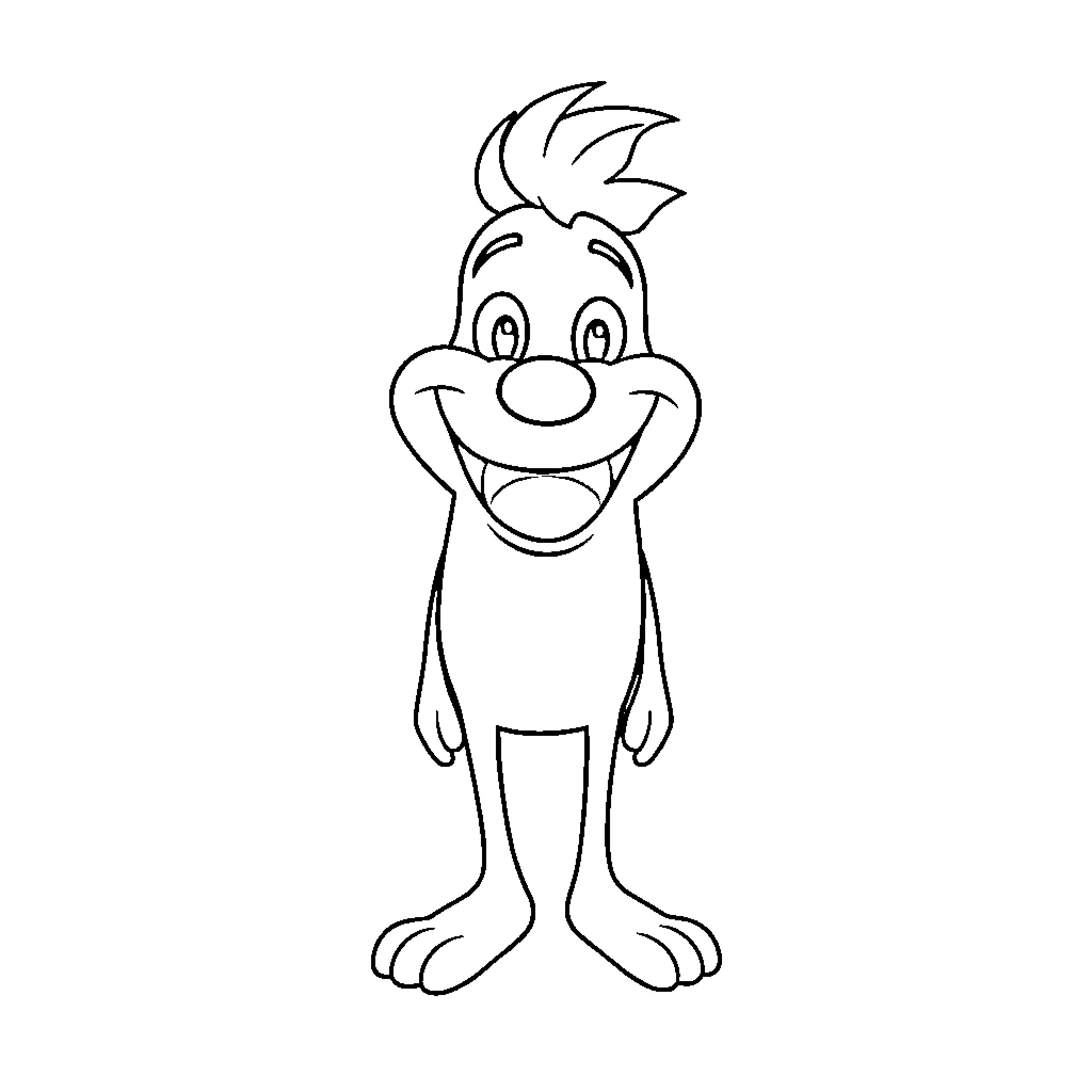 Donald the Smiling Cartoon Character Coloring Page (free black-and-white line drawing printable PDF for all, from beginners to advanced learners, including children, teens, adults, and seniors)