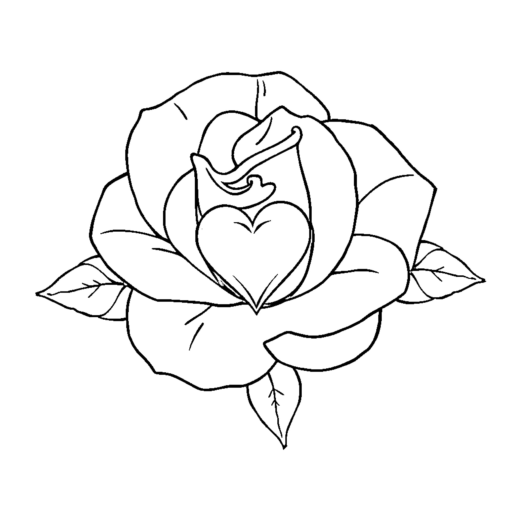 Rose Blossom with Delicate Petals Coloring Page (free black-and-white line drawing printable PDF for all, from beginners to advanced learners, including children, teens, adults, and seniors)
