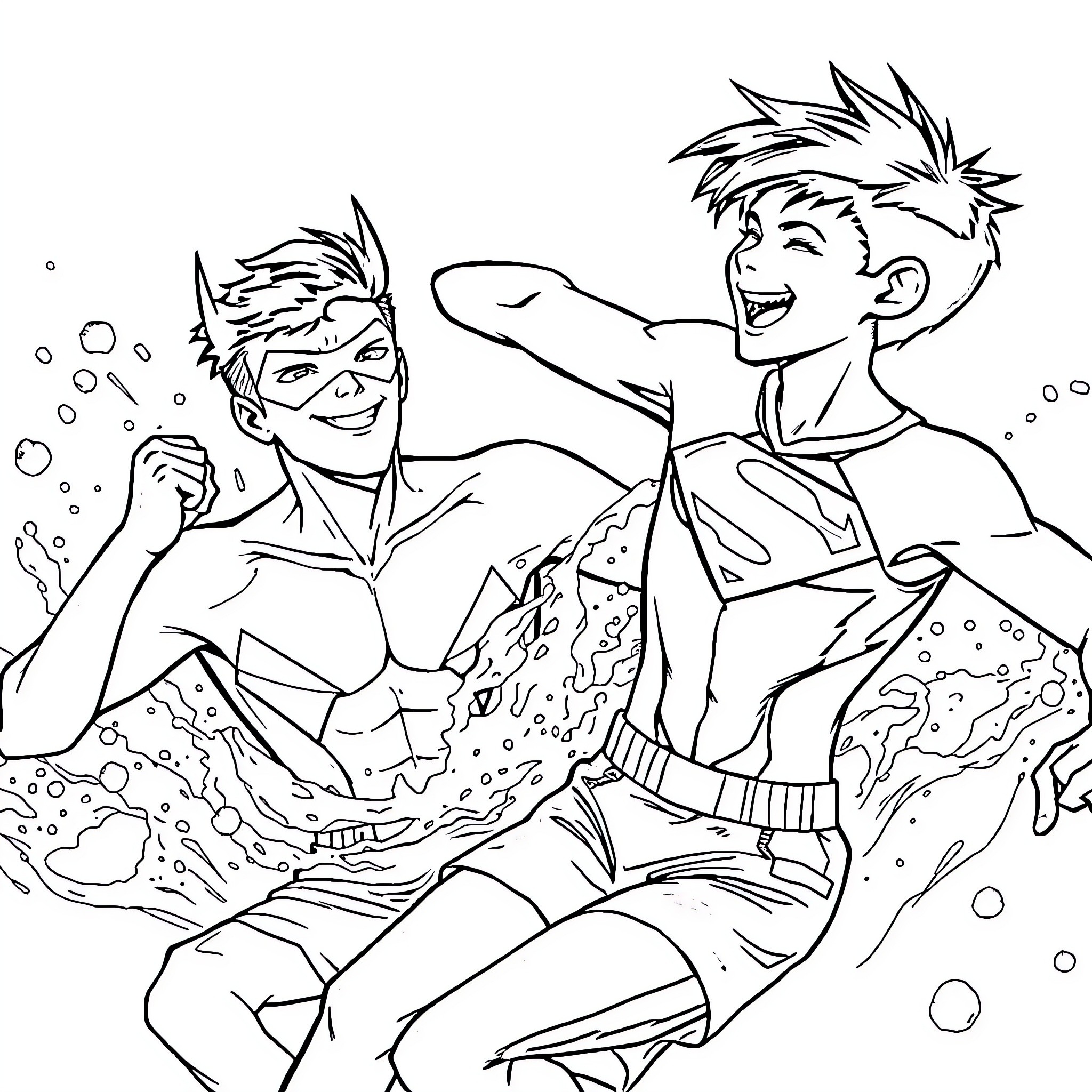 Nightwing heroes in action and adventure Coloring Page (free black-and-white line drawing printable PDF for all, from beginners to advanced learners, including children, teens, adults, and seniors)