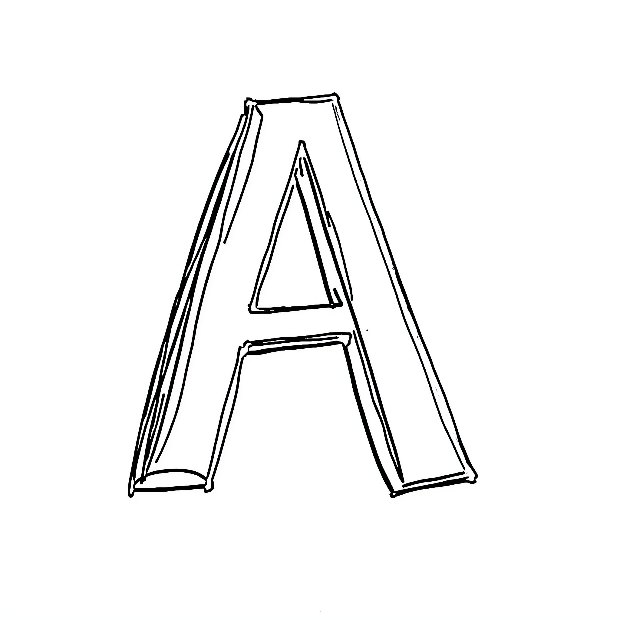 A Sketch of a Capital Letter Coloring Page (free black-and-white line drawing printable PDF for all, from beginners to advanced learners, including children, teens, adults, and seniors)