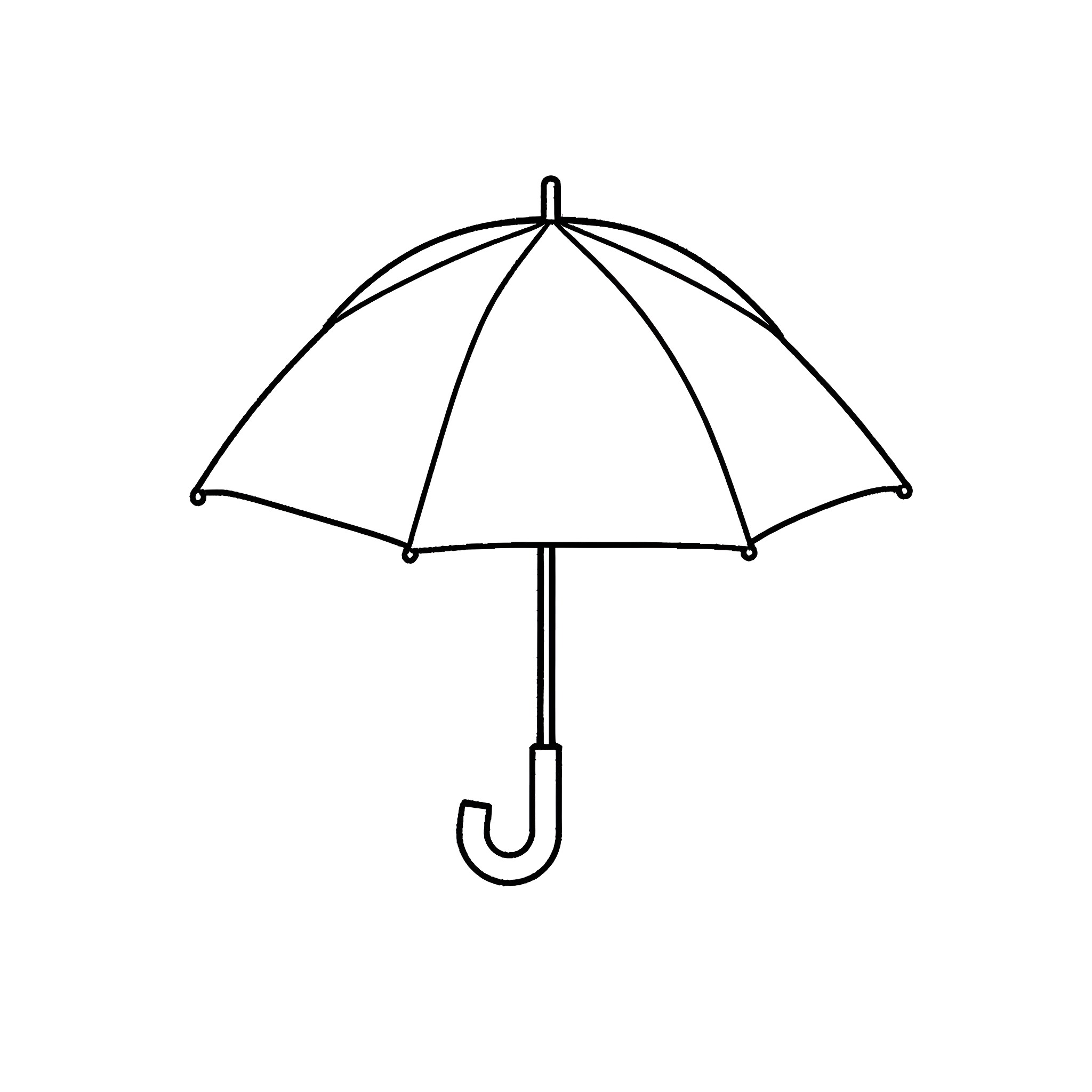 Umbrella silhouette in a simple line art style Coloring Page (free black-and-white line drawing printable PDF for all, from beginners to advanced learners, including children, teens, adults, and seniors)