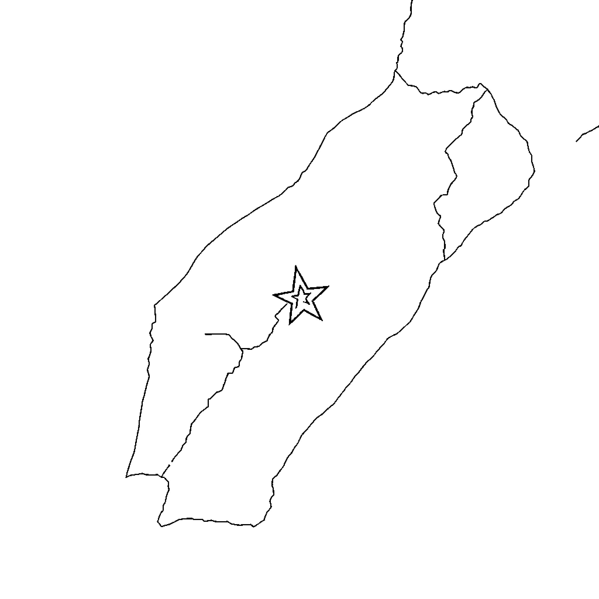 Map of region with star symbol Coloring Page (free black-and-white line drawing printable PDF for all, from beginners to advanced learners, including children, teens, adults, and seniors)