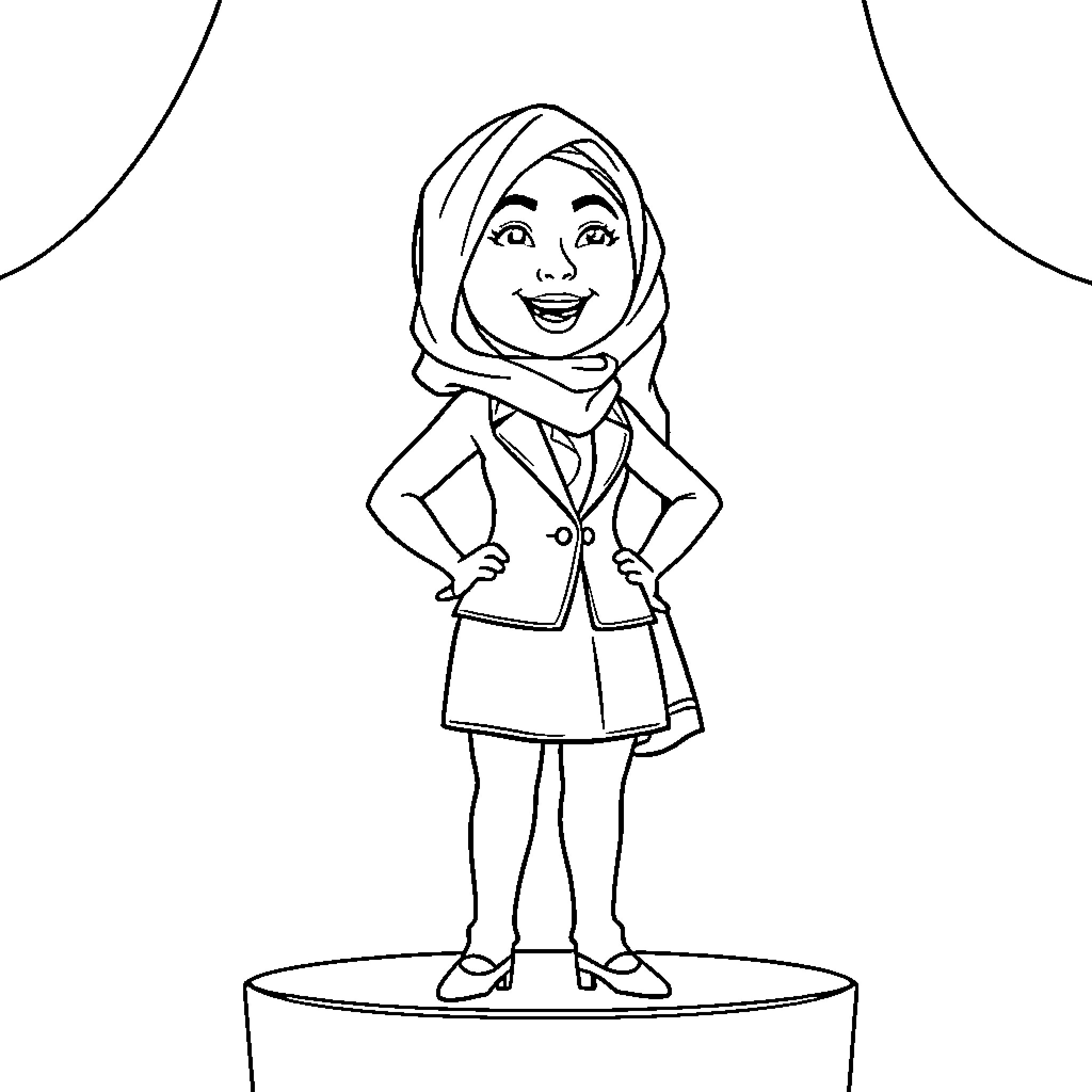 Hasanabi standing confidently in professional attire Coloring Page (free black-and-white line drawing printable PDF for all, from beginners to advanced learners, including children, teens, adults, and seniors)