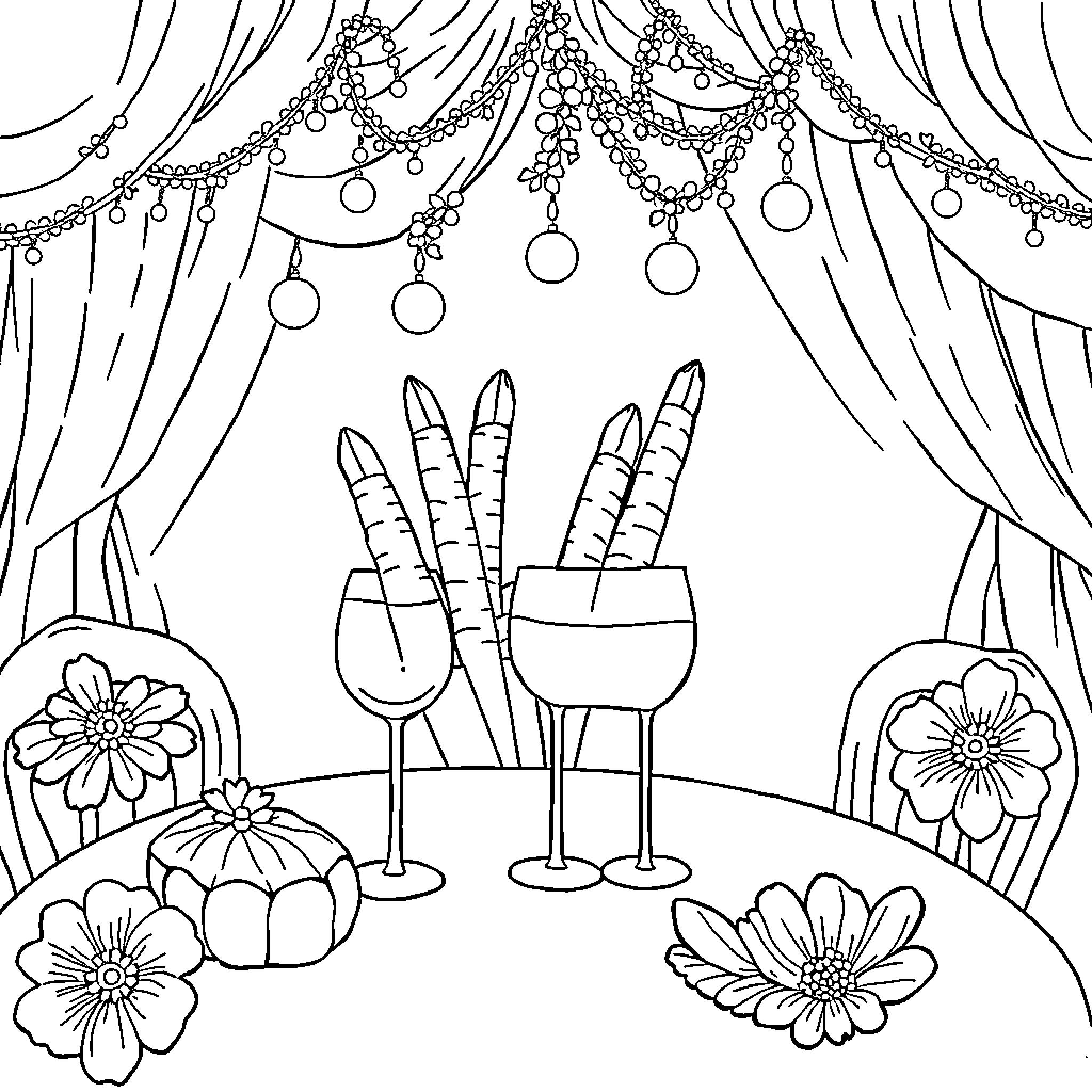 Castanyera's Festive Celebration Coloring Page (free black-and-white line drawing printable PDF for all, from beginners to advanced learners, including children, teens, adults, and seniors)
