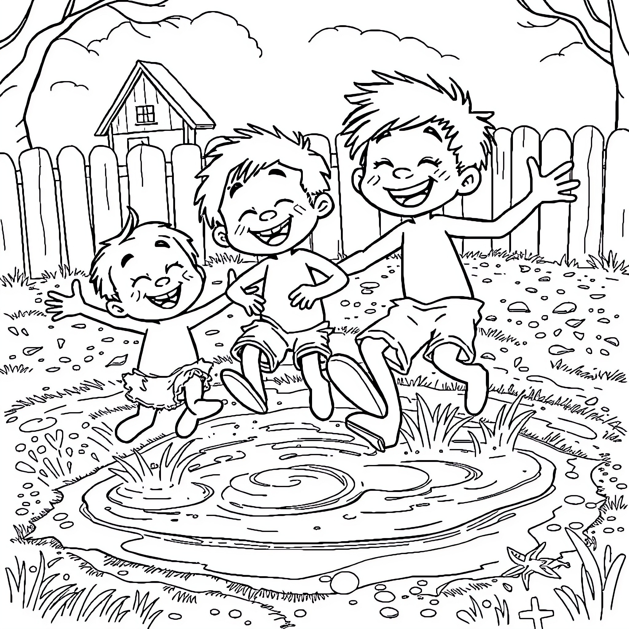 Bluey's Playful Adventure in the Backyard Coloring Page (free black-and-white line drawing printable PDF for all, from beginners to advanced learners, including children, teens, adults, and seniors)