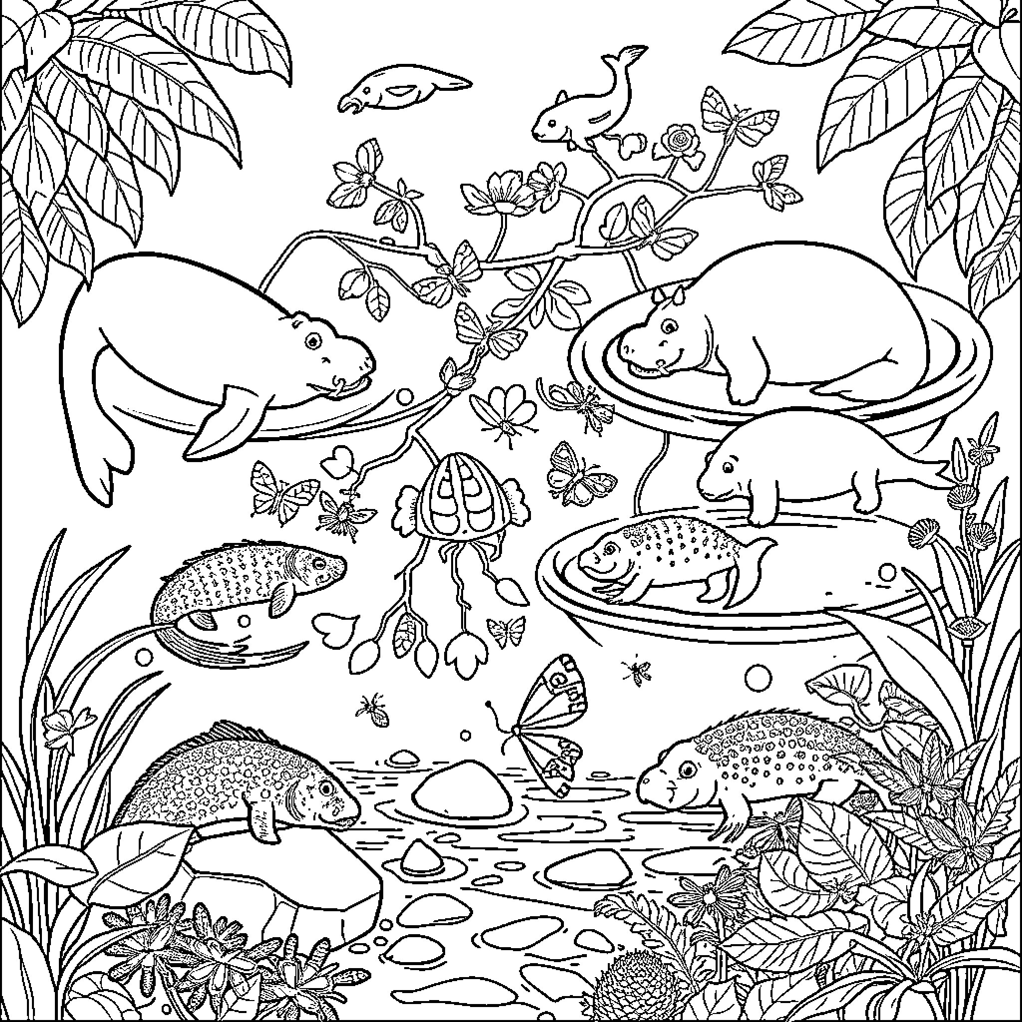 Consumer Exploring the Vibrant Underwater Garden Coloring Page (free black-and-white line drawing printable PDF for all, from beginners to advanced learners, including children, teens, adults, and seniors)