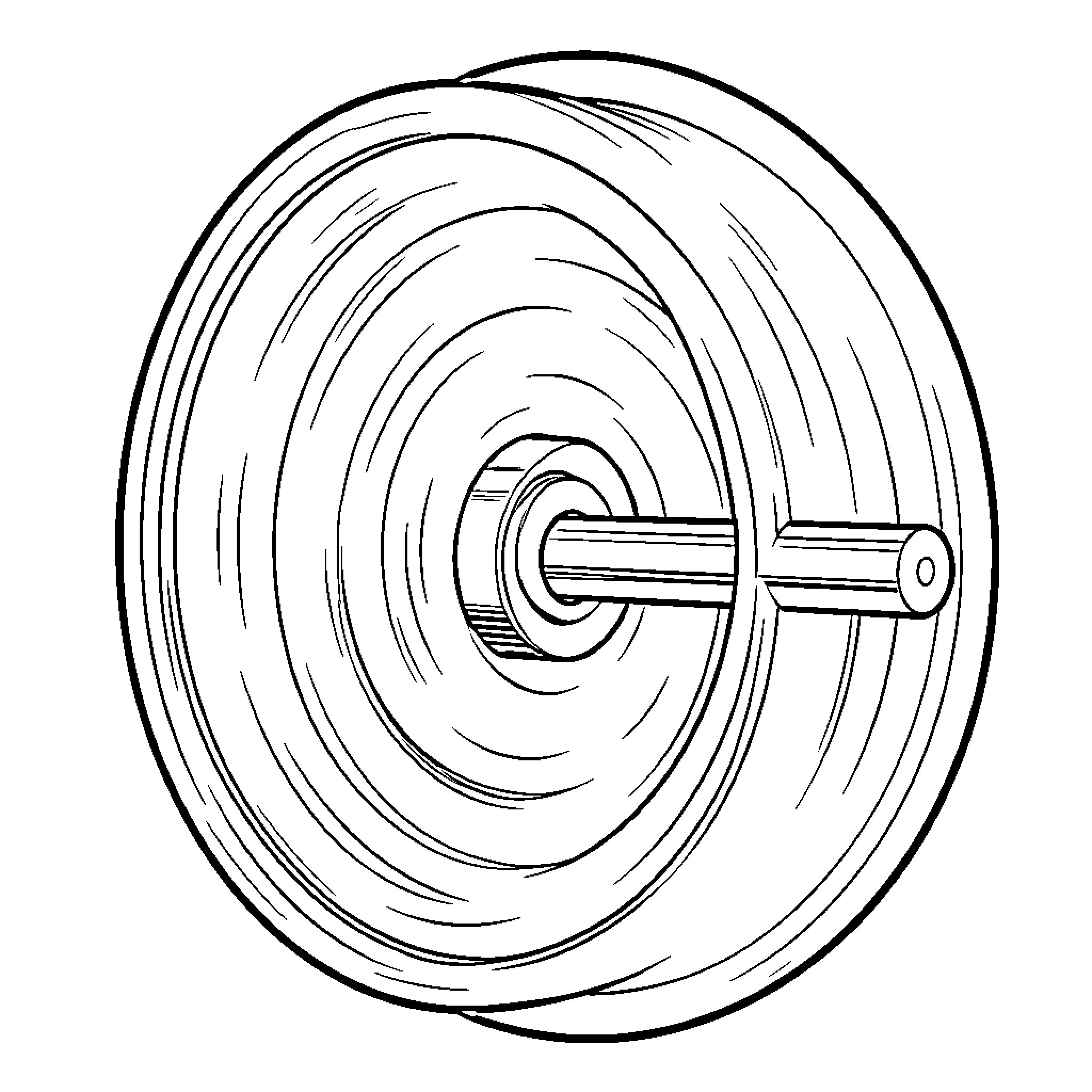 Wheel of Motion Coloring Page (free black-and-white line drawing printable PDF for all, from beginners to advanced learners, including children, teens, adults, and seniors)