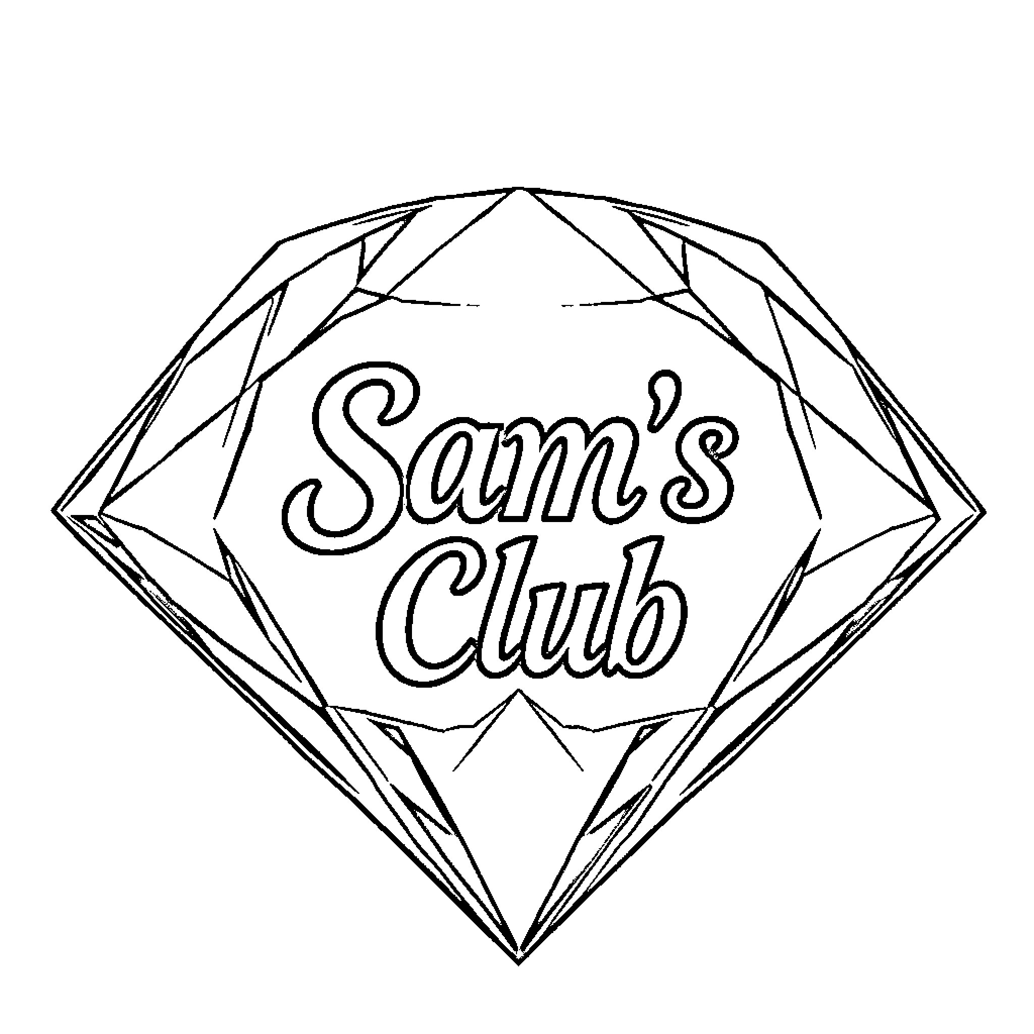 Diamond-shaped logo for Sam's Club Coloring Page (free black-and-white line drawing printable PDF for all, from beginners to advanced learners, including children, teens, adults, and seniors)