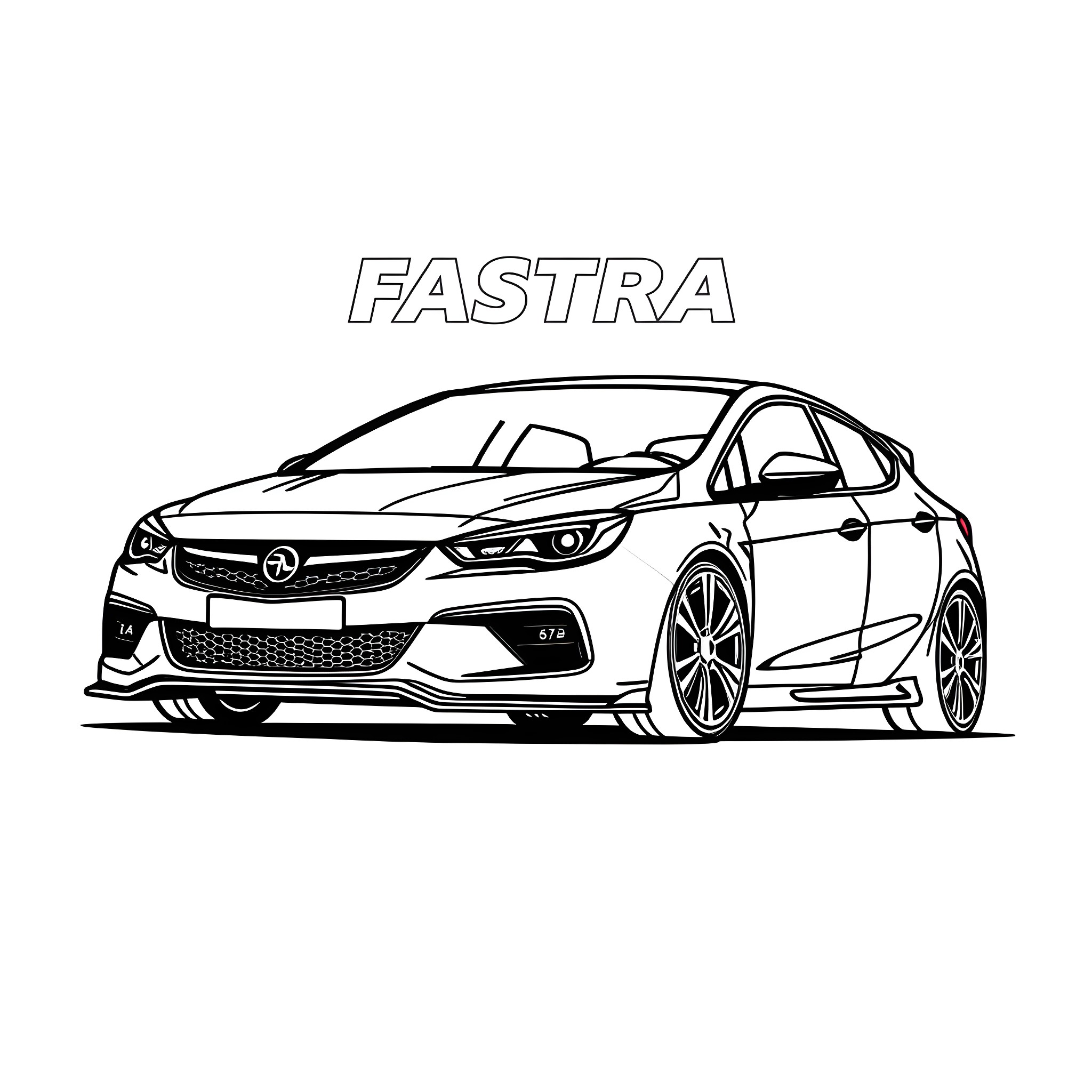 Vauxhall Astra high-performance hatchback Coloring Page (free black-and-white line drawing printable PDF for all, from beginners to advanced learners, including children, teens, adults, and seniors)