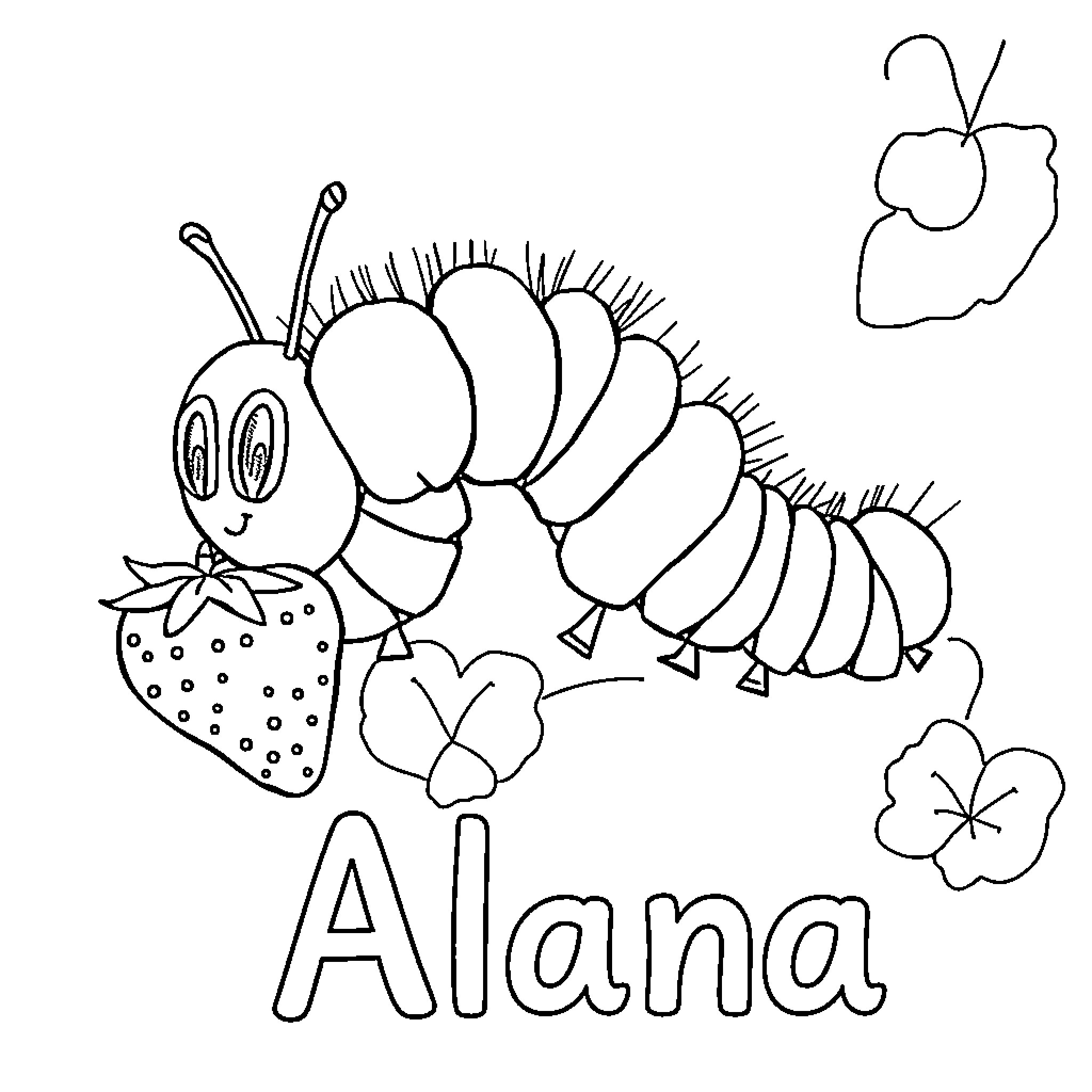 Caterpillar happily wandering in the garden Coloring Page (free black-and-white line drawing printable PDF for all, from beginners to advanced learners, including children, teens, adults, and seniors)
