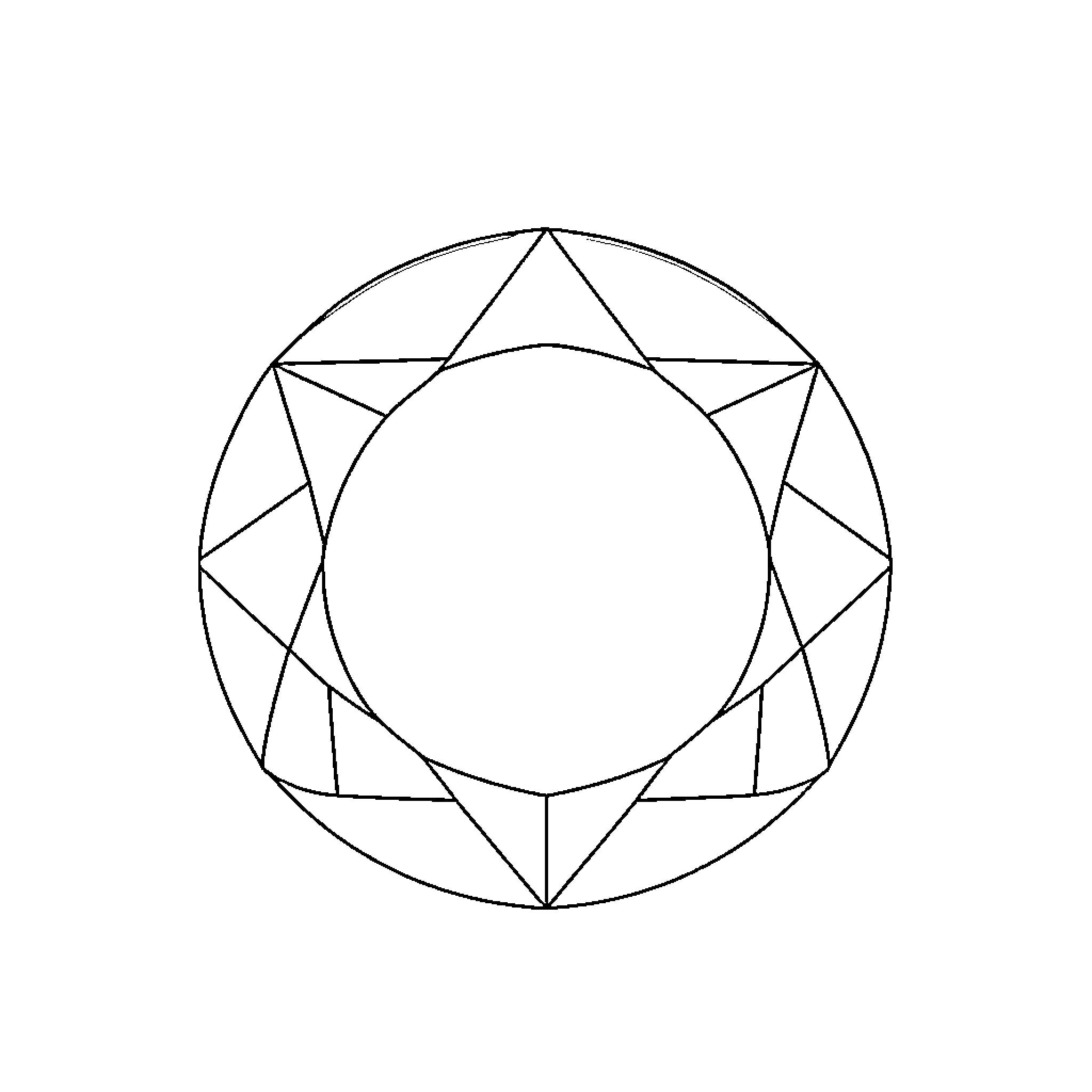 Geometric Shapes Forming a Circular Design Coloring Page (free black-and-white line drawing printable PDF for all, from beginners to advanced learners, including children, teens, adults, and seniors)