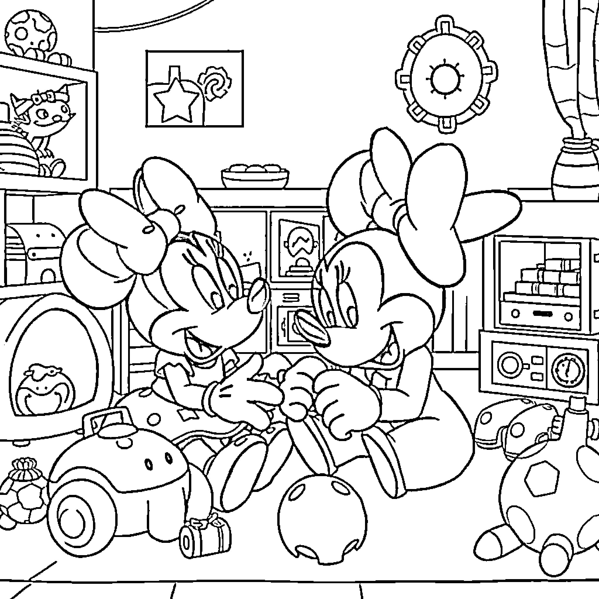 Bluey's Playroom Adventures Coloring Page (free black-and-white line drawing printable PDF for all, from beginners to advanced learners, including children, teens, adults, and seniors)