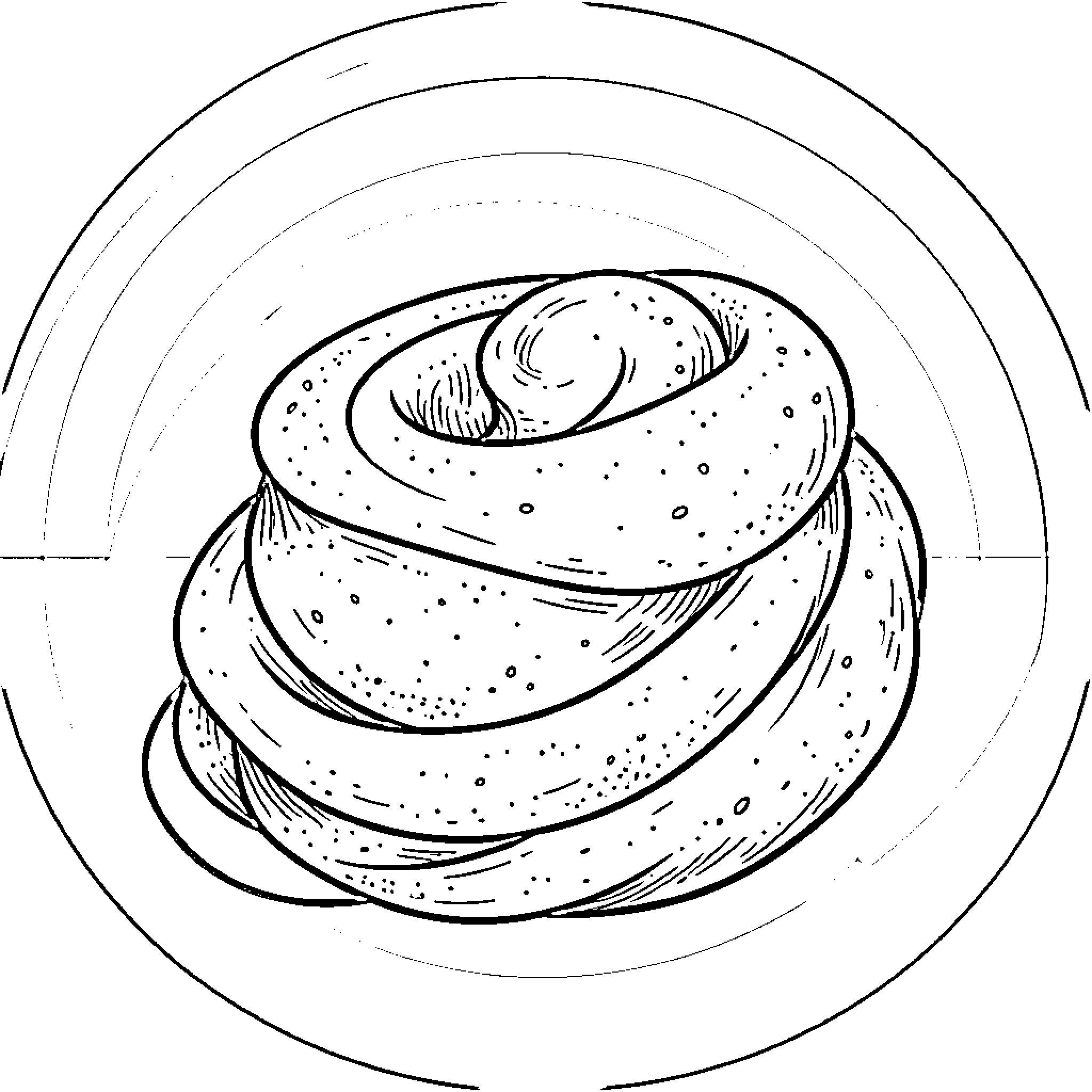 Cinnamonroll - Delicious Baked Pastry Coloring Page (free black-and-white line drawing printable PDF for all, from beginners to advanced learners, including children, teens, adults, and seniors)