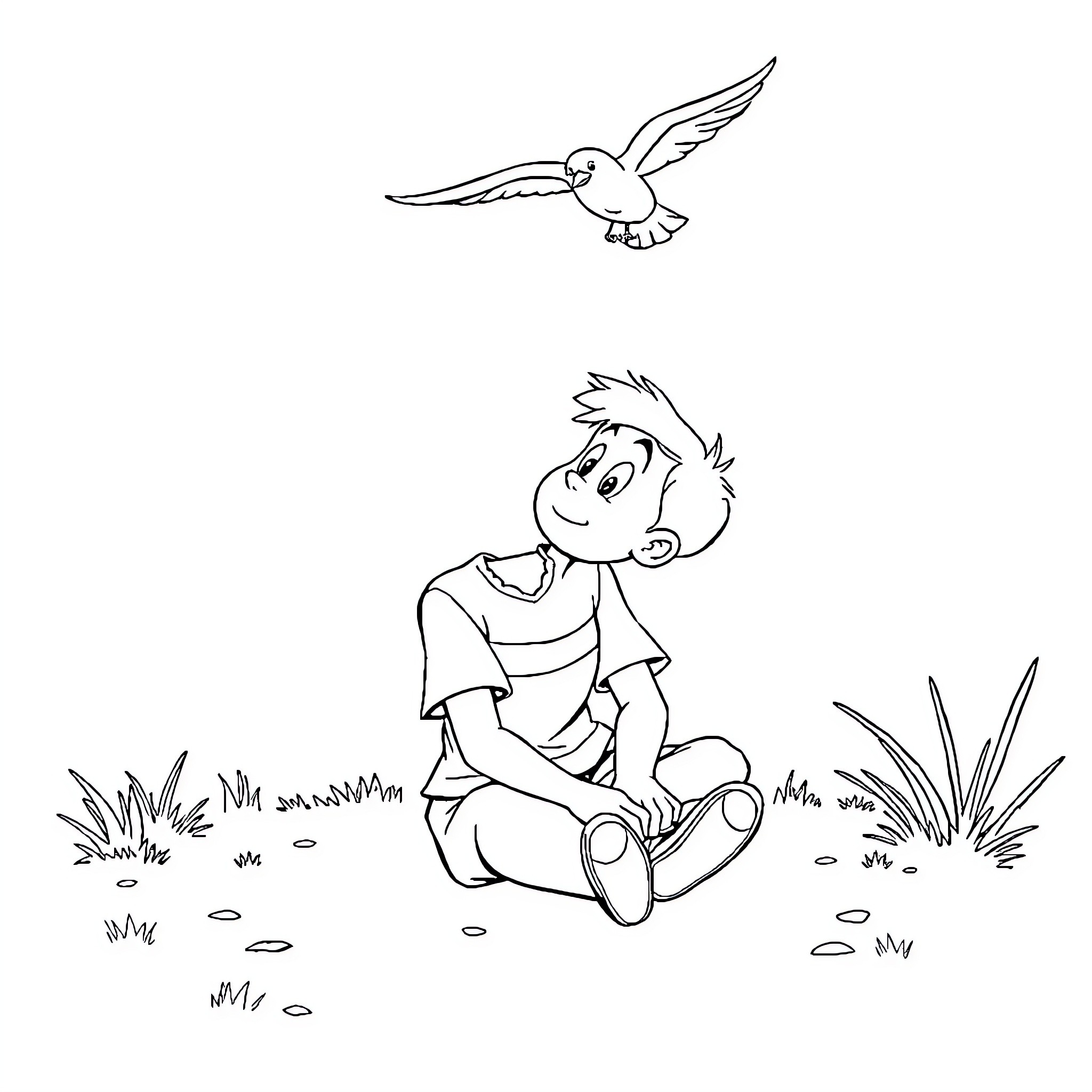 Tom Holland playing in a serene outdoor setting Coloring Page (free black-and-white line drawing printable PDF for all, from beginners to advanced learners, including children, teens, adults, and seniors)