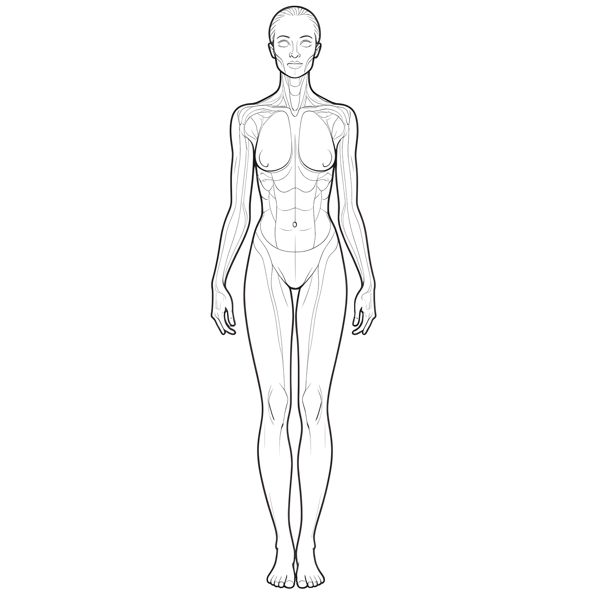 Skin Anatomy: Detailed Anatomical Diagram of Human Figure Coloring Page (free black-and-white line drawing printable PDF for all, from beginners to advanced learners, including children, teens, adults, and seniors)