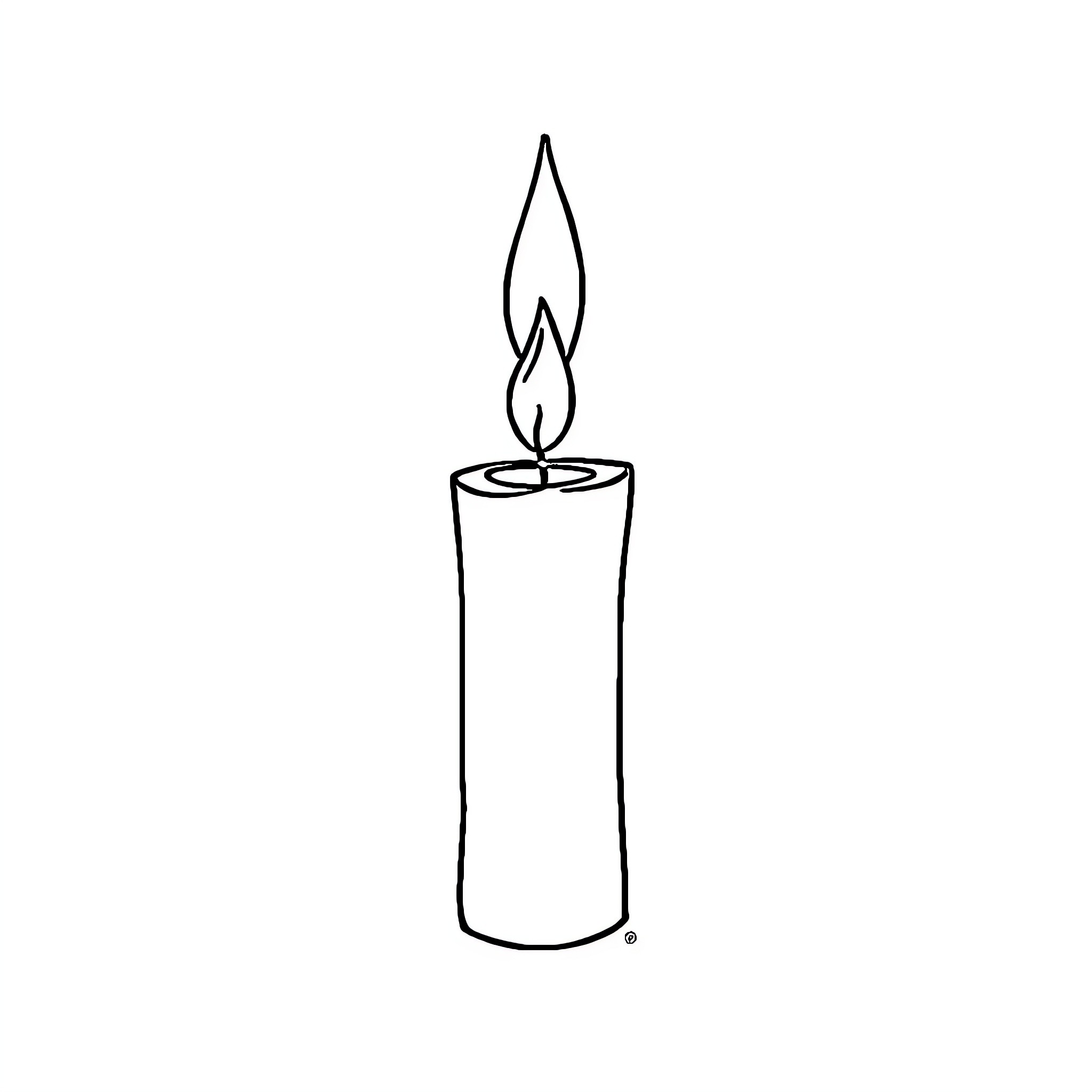 Candle with Flickering Flame Coloring Page (free black-and-white line drawing printable PDF for all, from beginners to advanced learners, including children, teens, adults, and seniors)