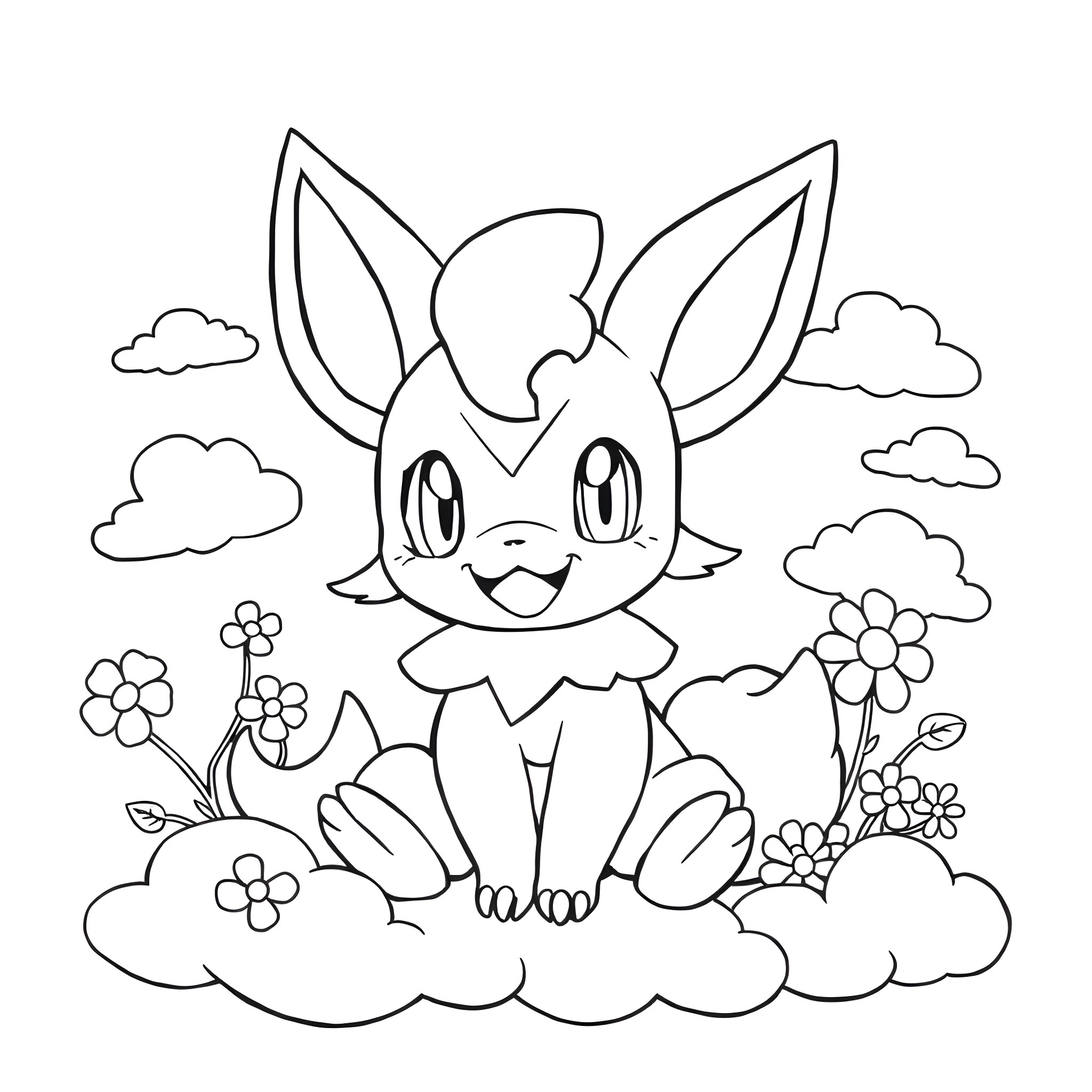 Screamtail in a whimsical meadow scene Coloring Page (free black-and-white line drawing printable PDF for all, from beginners to advanced learners, including children, teens, adults, and seniors)