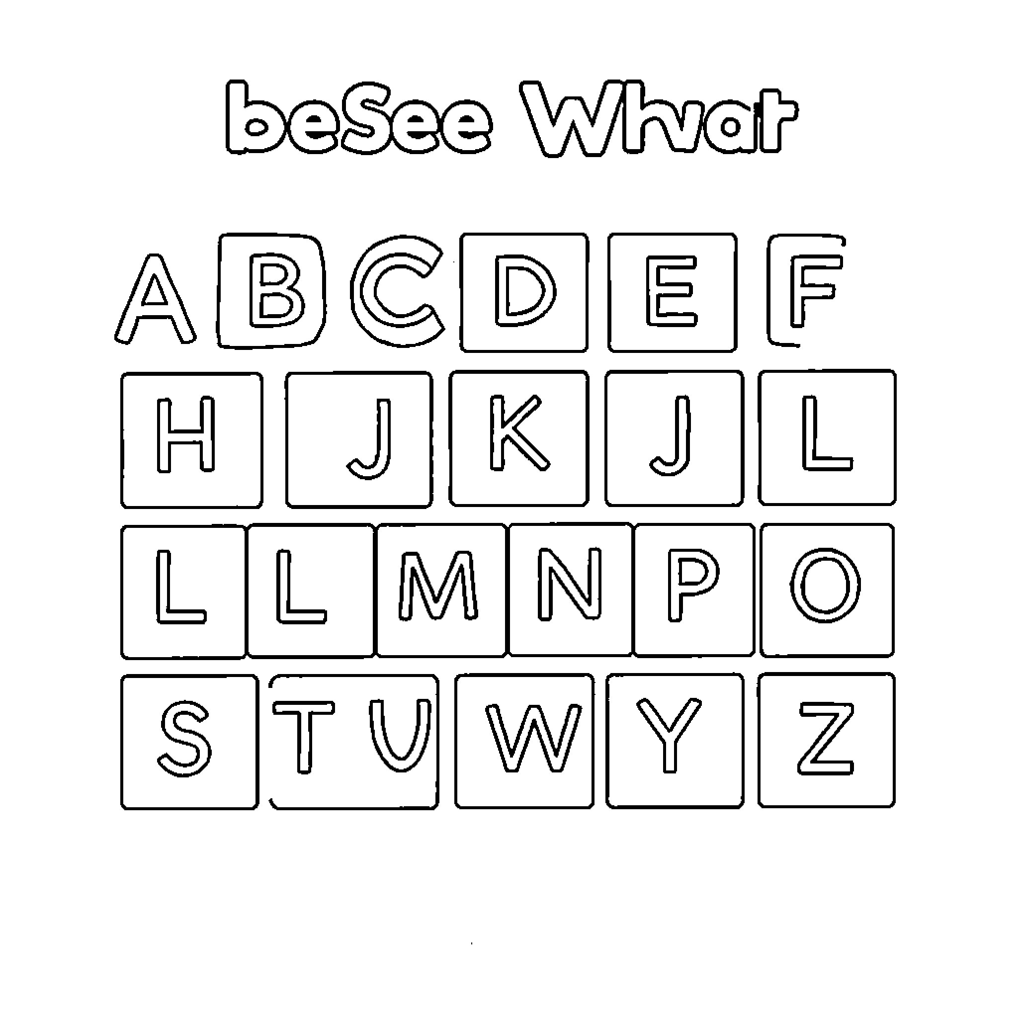 Alphabet letters in outlined boxes Coloring Page (free black-and-white line drawing printable PDF for all, from beginners to advanced learners, including children, teens, adults, and seniors)