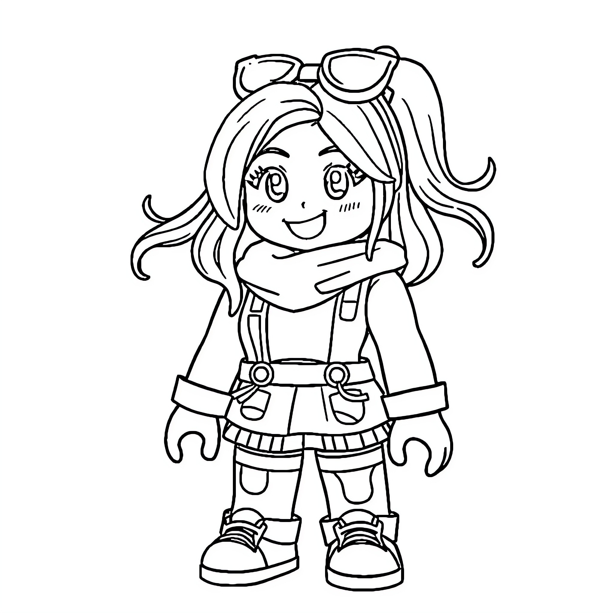 Roblox Character in Casual Outfit with Cheerful Expression Coloring Page (free black-and-white line drawing printable PDF for all, from beginners to advanced learners, including children, teens, adults, and seniors)