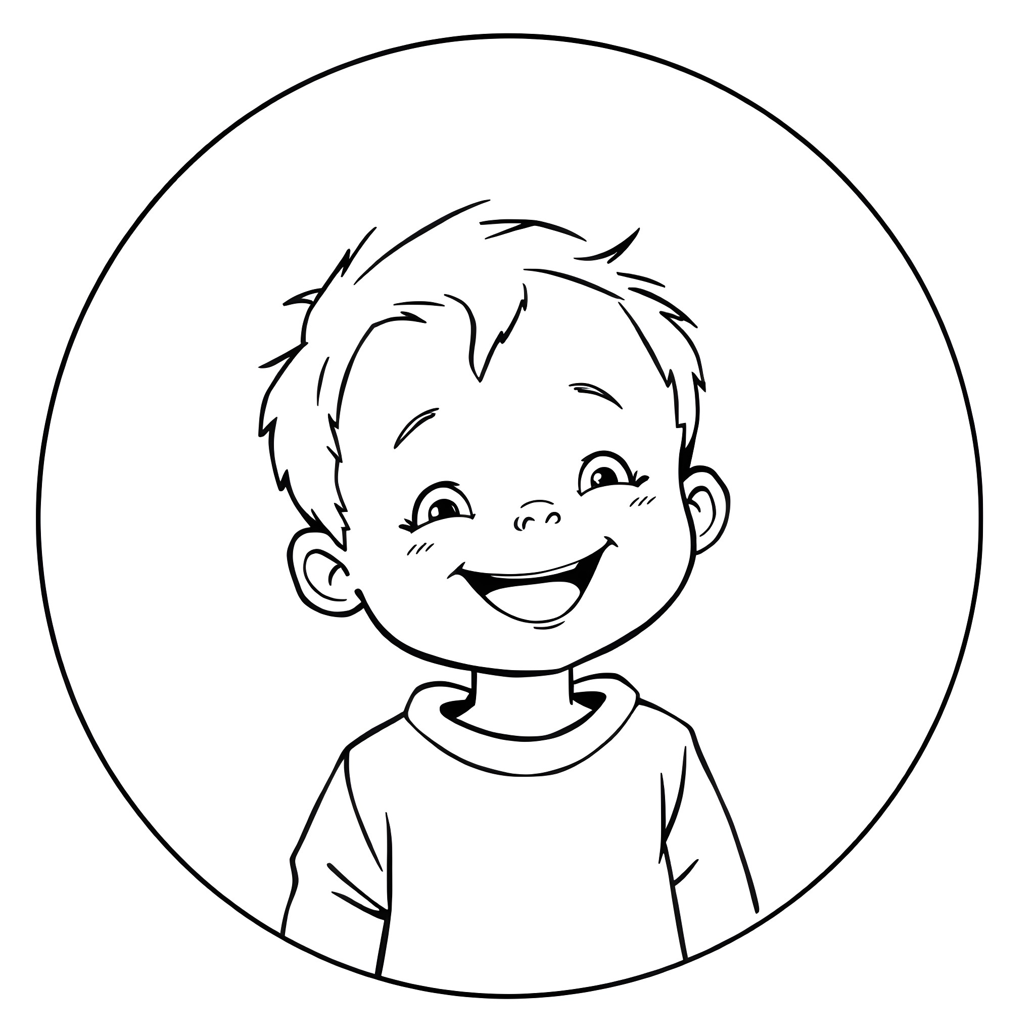 Kid with a happy expression Coloring Page (free black-and-white line drawing printable PDF for all, from beginners to advanced learners, including children, teens, adults, and seniors)