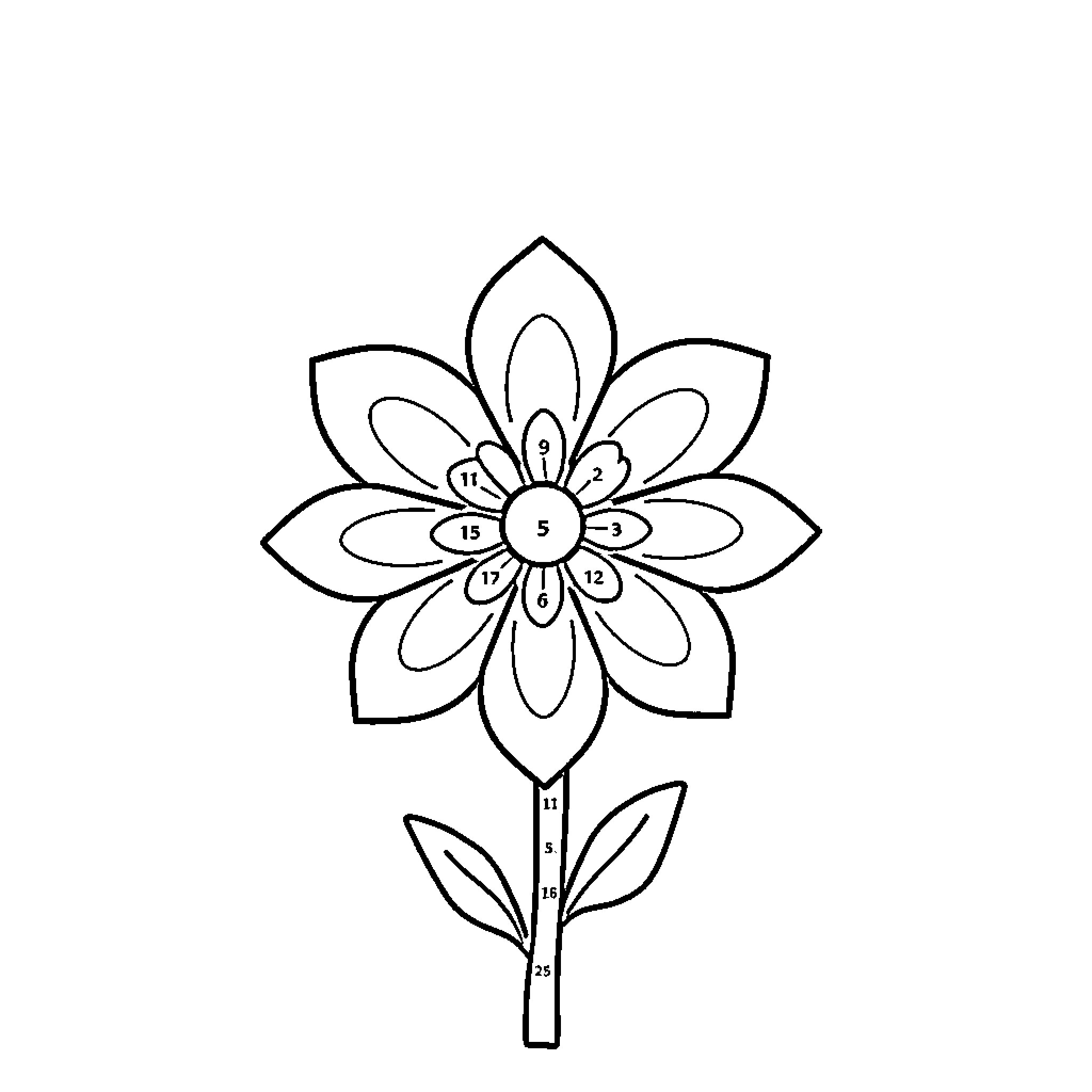 Flower with elaborate floral design Coloring Page (free black-and-white line drawing printable PDF for all, from beginners to advanced learners, including children, teens, adults, and seniors)